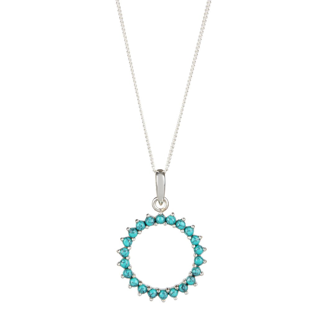 Halo Radiance Large Silver Necklace - Turquoise