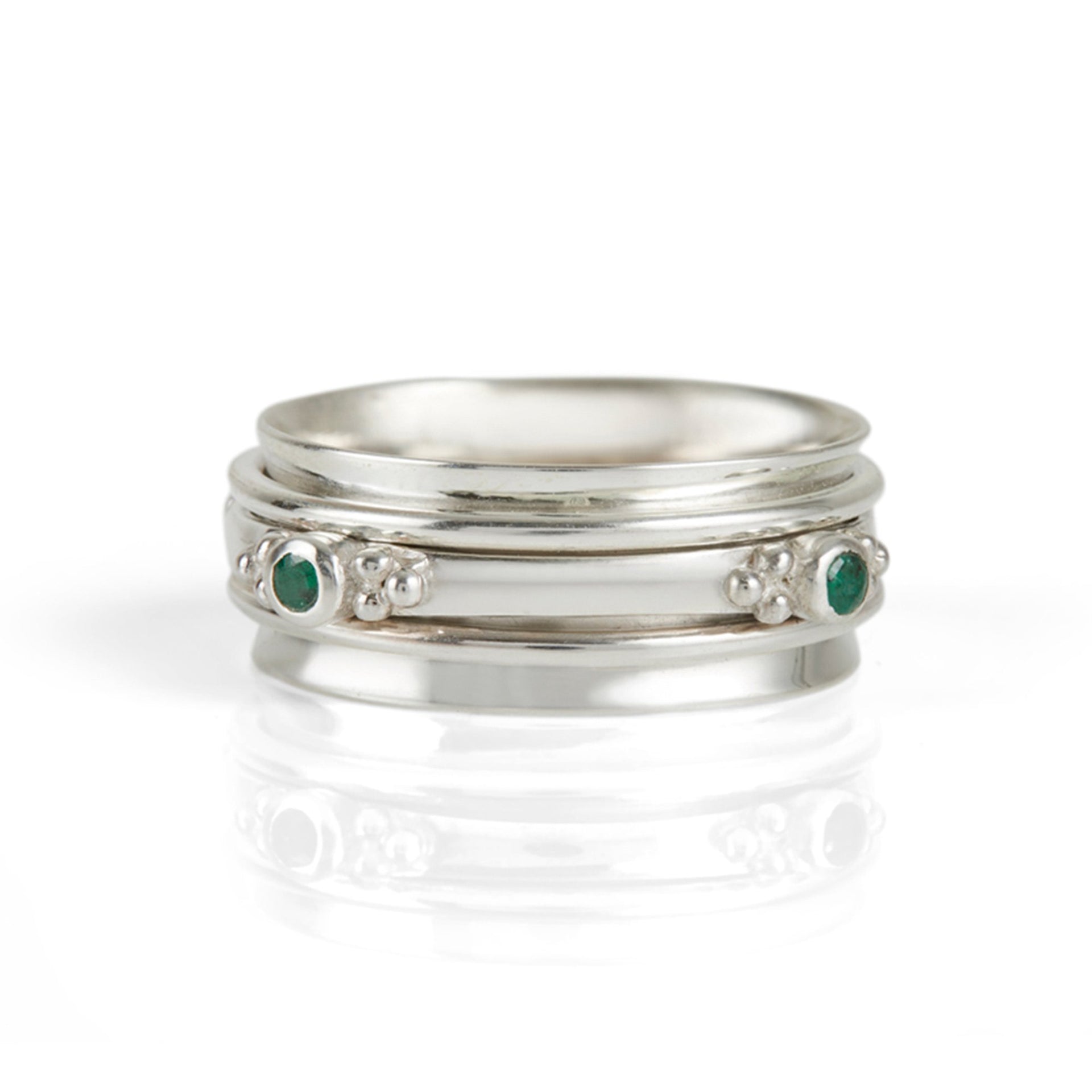 Rajalita Love Silver Spinning Ring - Emerald