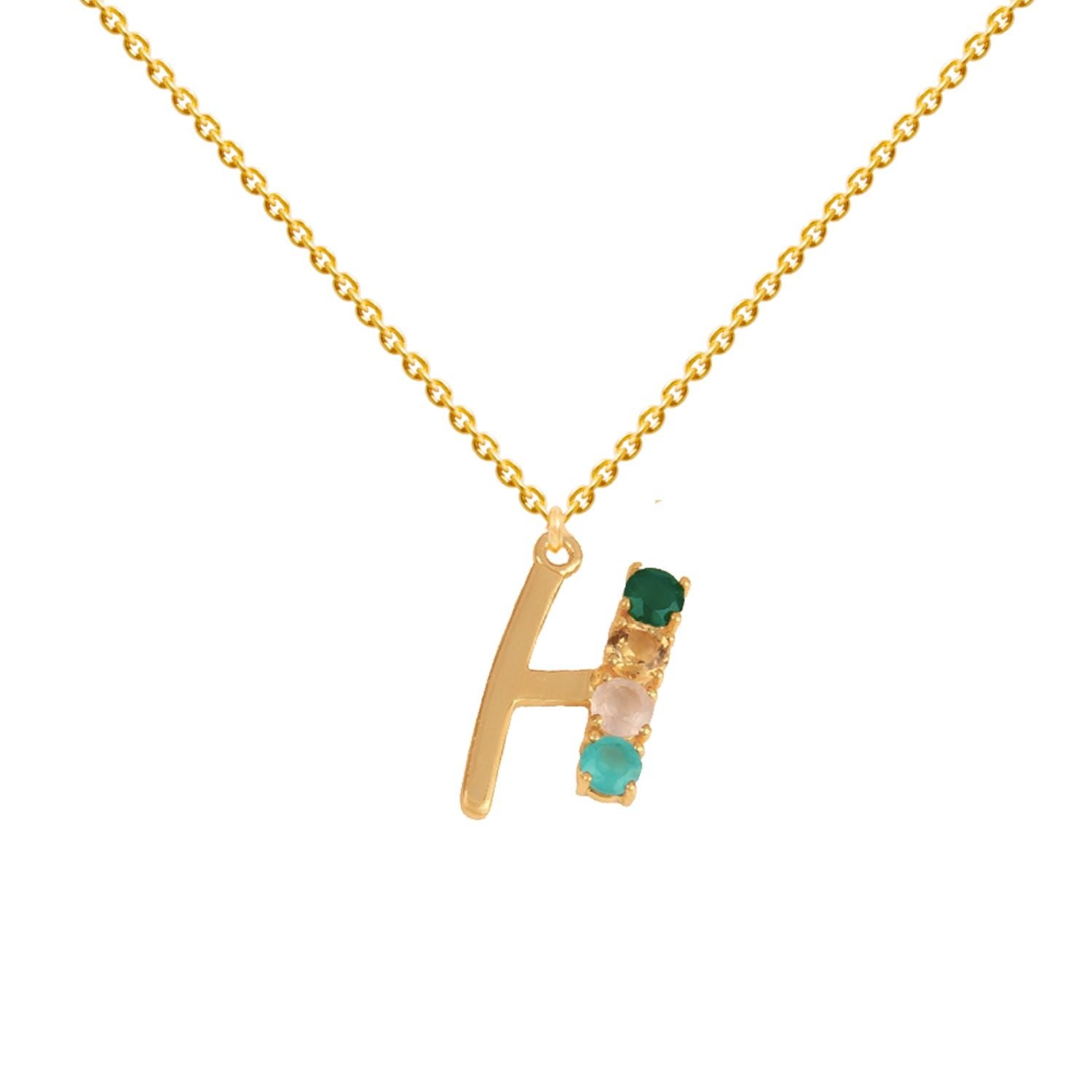 Multicolored Initial H Necklace