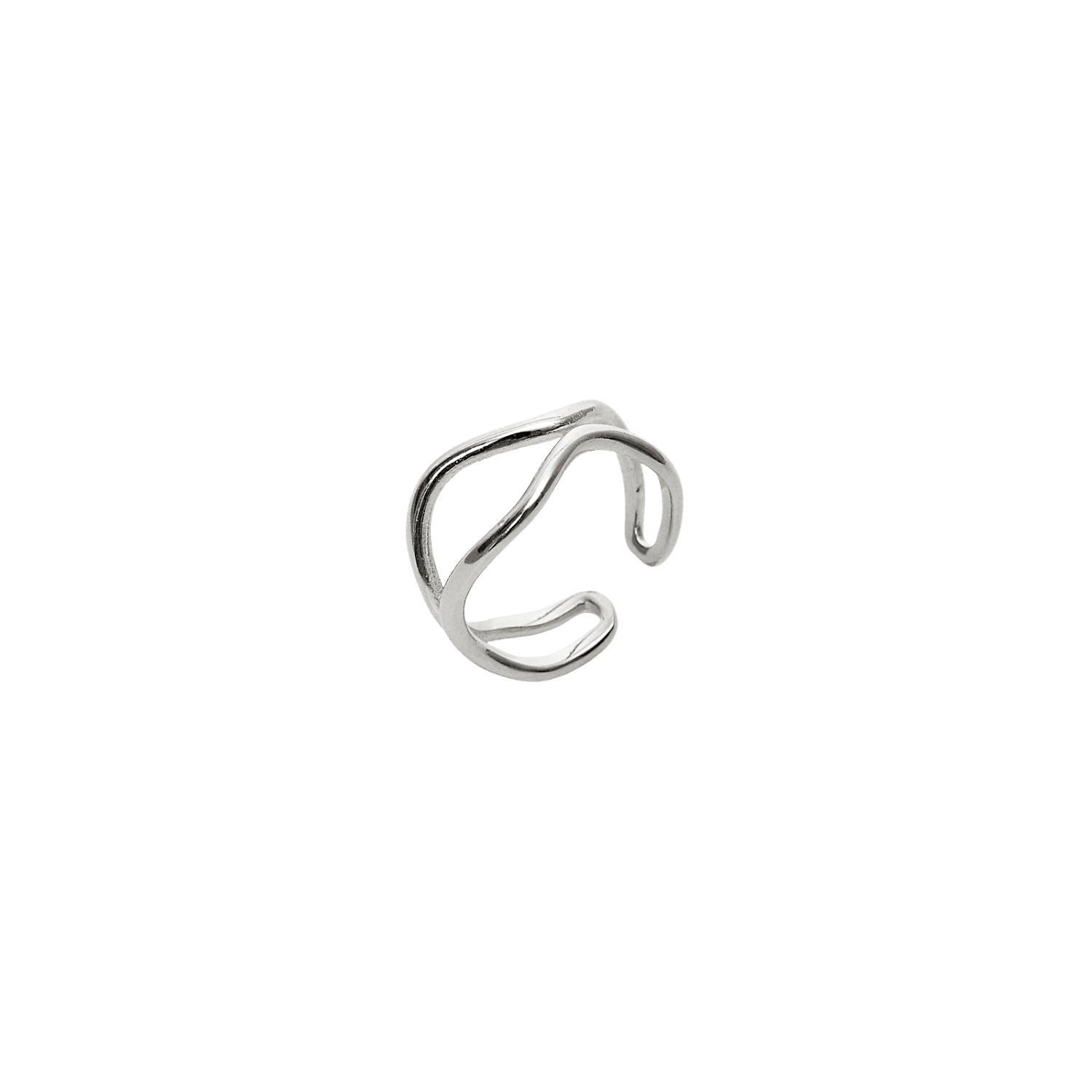 Wavy Lines Sterling Silver Wave Ring - Silver