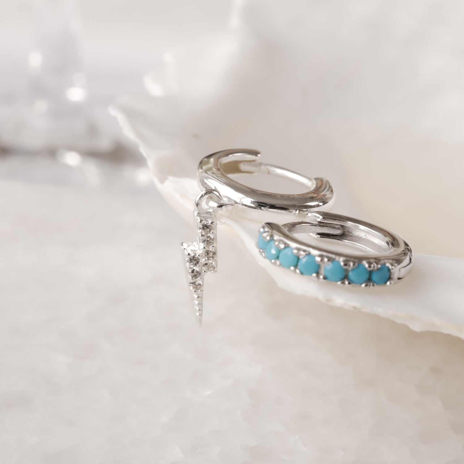 Adorned Huggies Silver & Turquoise