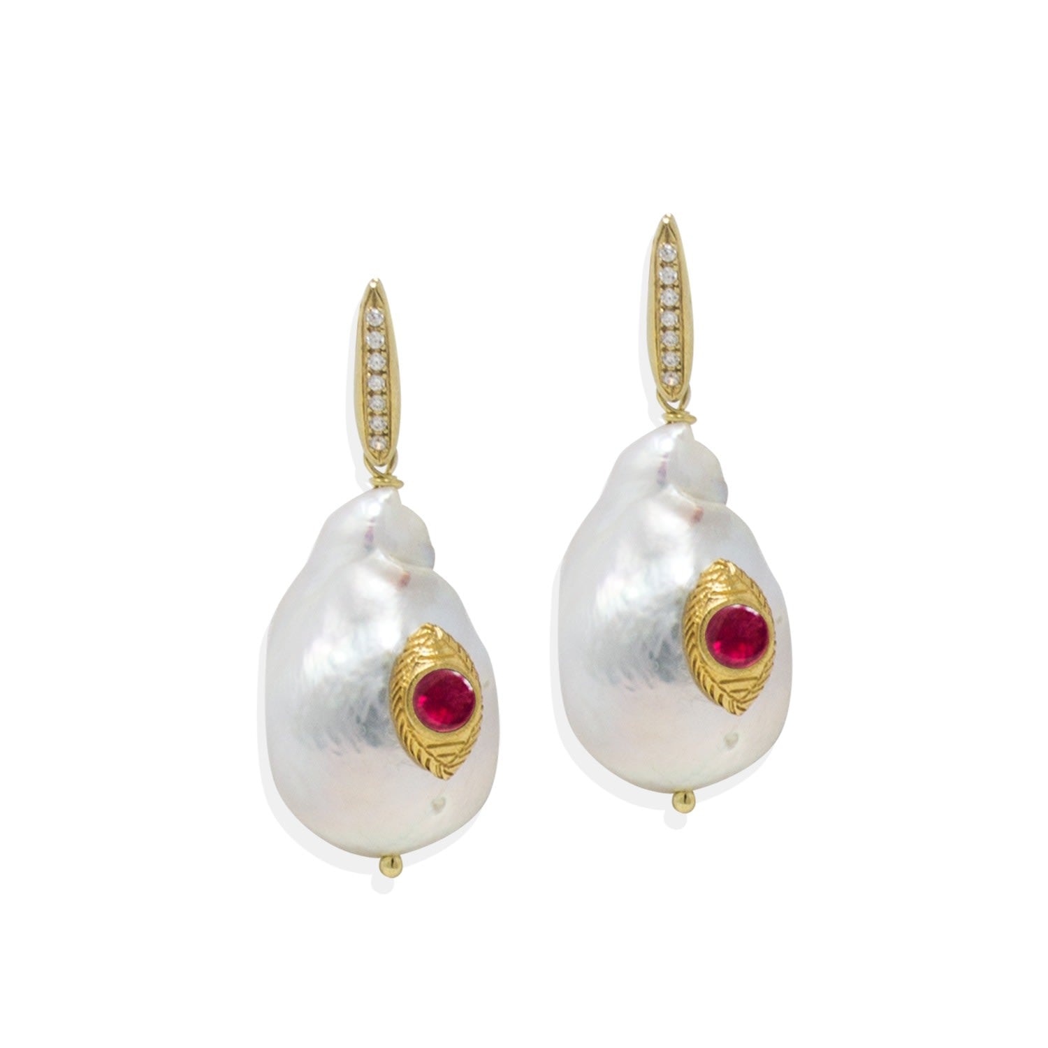 The Eye Pearl & Ruby Earrings