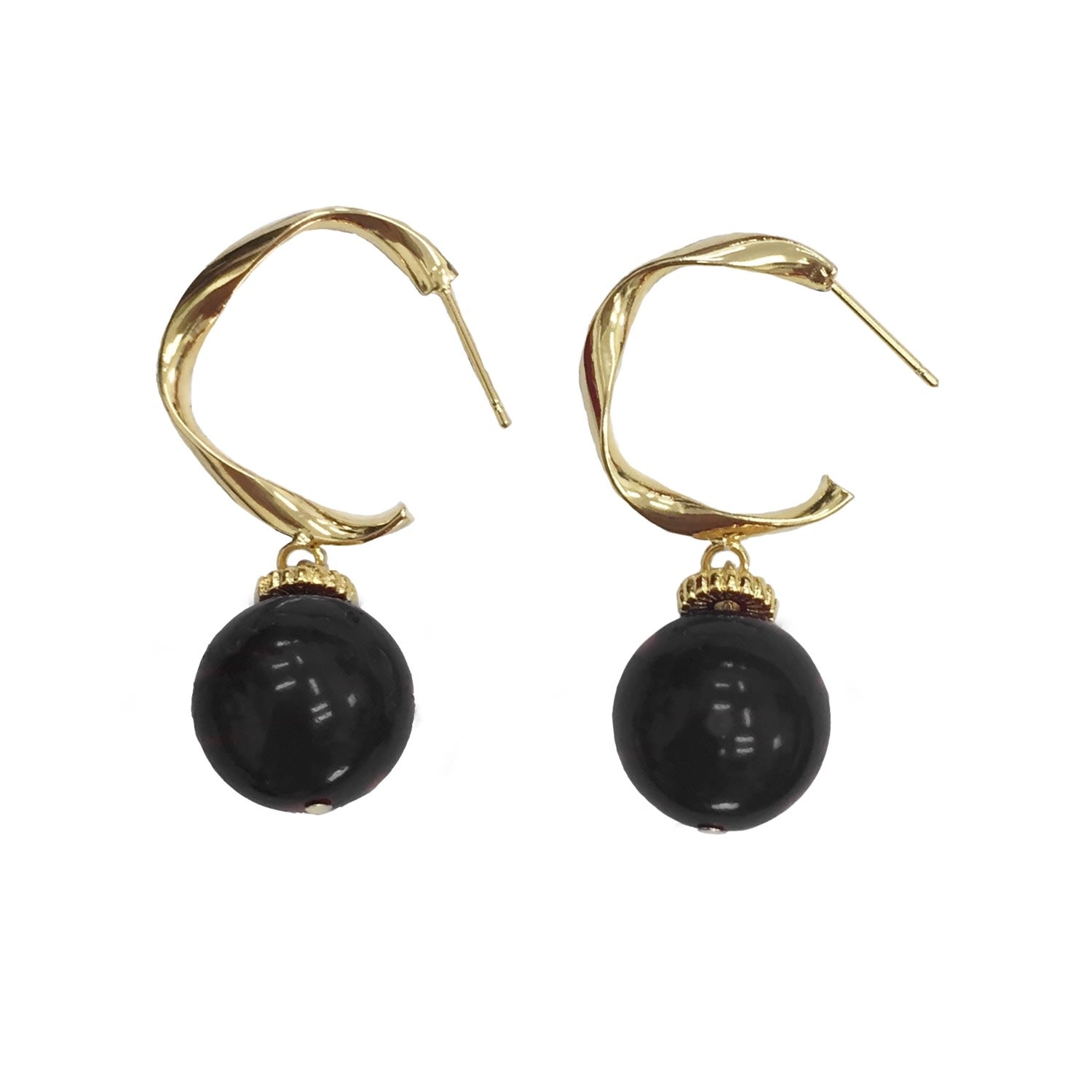 Simple Black Tiger Eyes Earrings