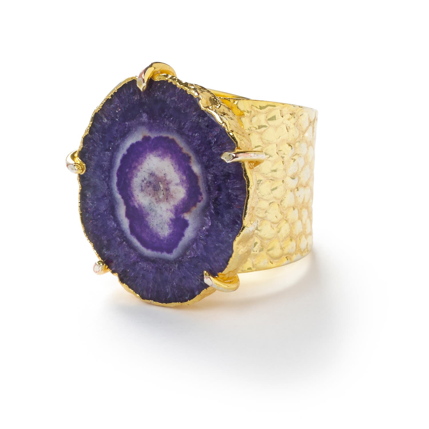 Purple 'Solar Power' Gold Adjustable Statement Ring