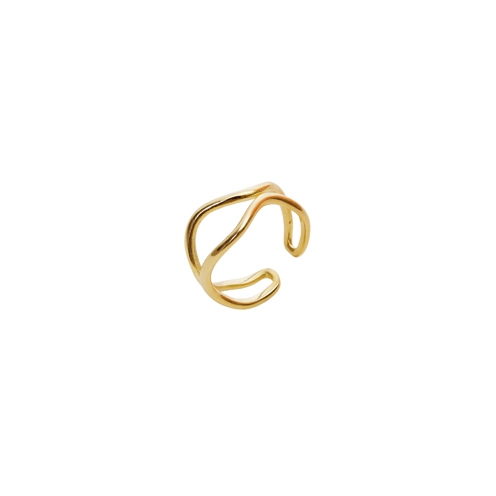 Wavy Lines Sterling Silver Wave Ring - Gold