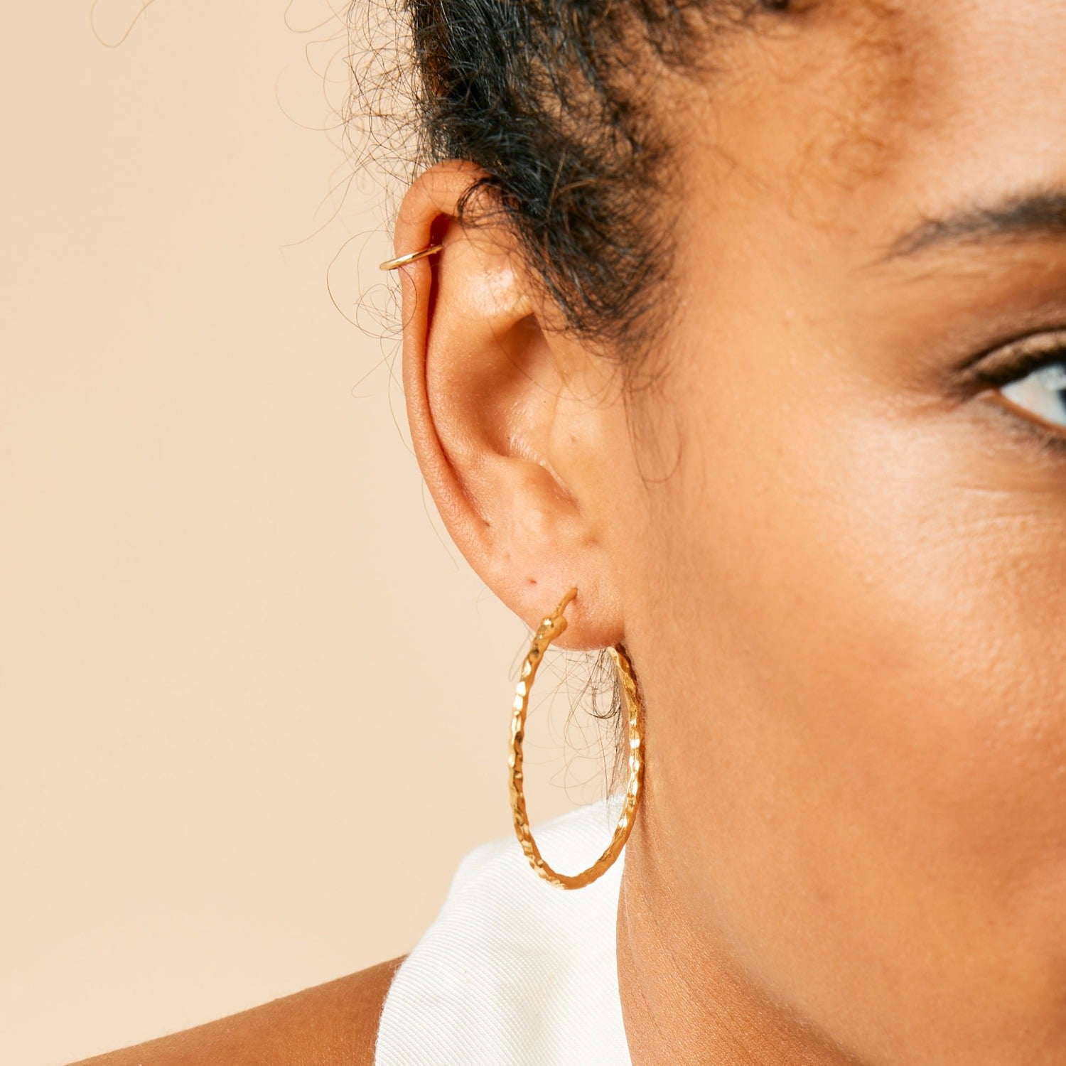 Jodhpur Gold Hammered Hoop Earrings