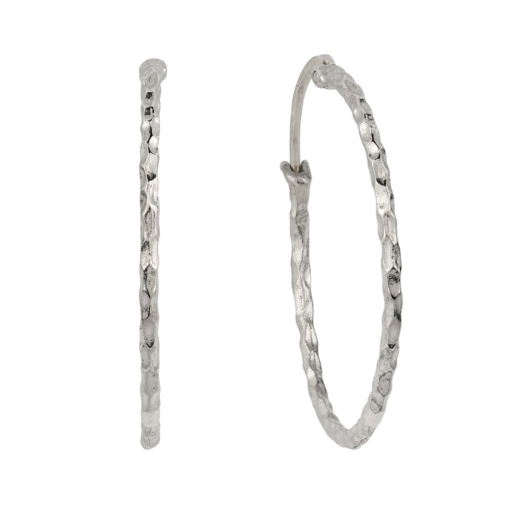 Jodhpur Silver Hammered Hoop Earrings