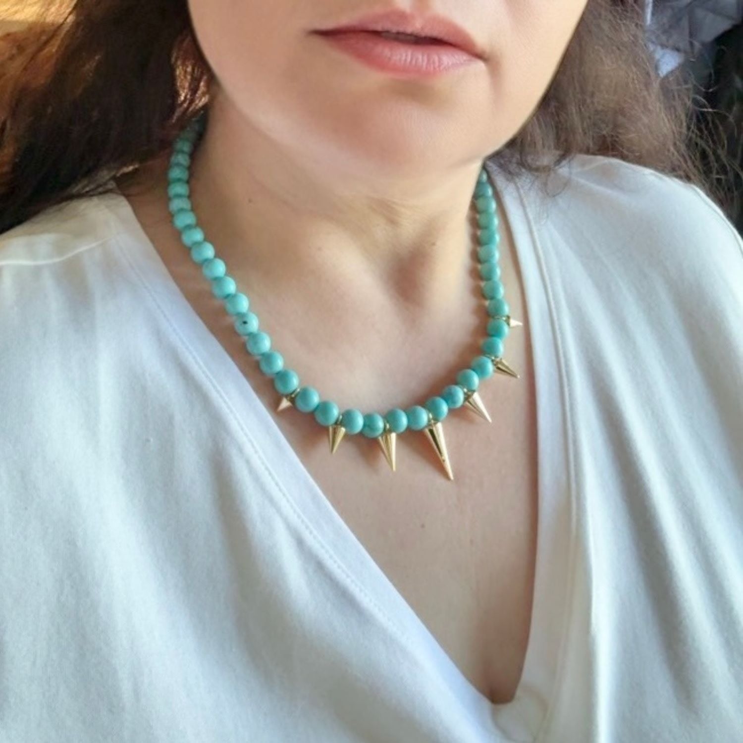 Jolene Turquoise Bead Spike Necklace