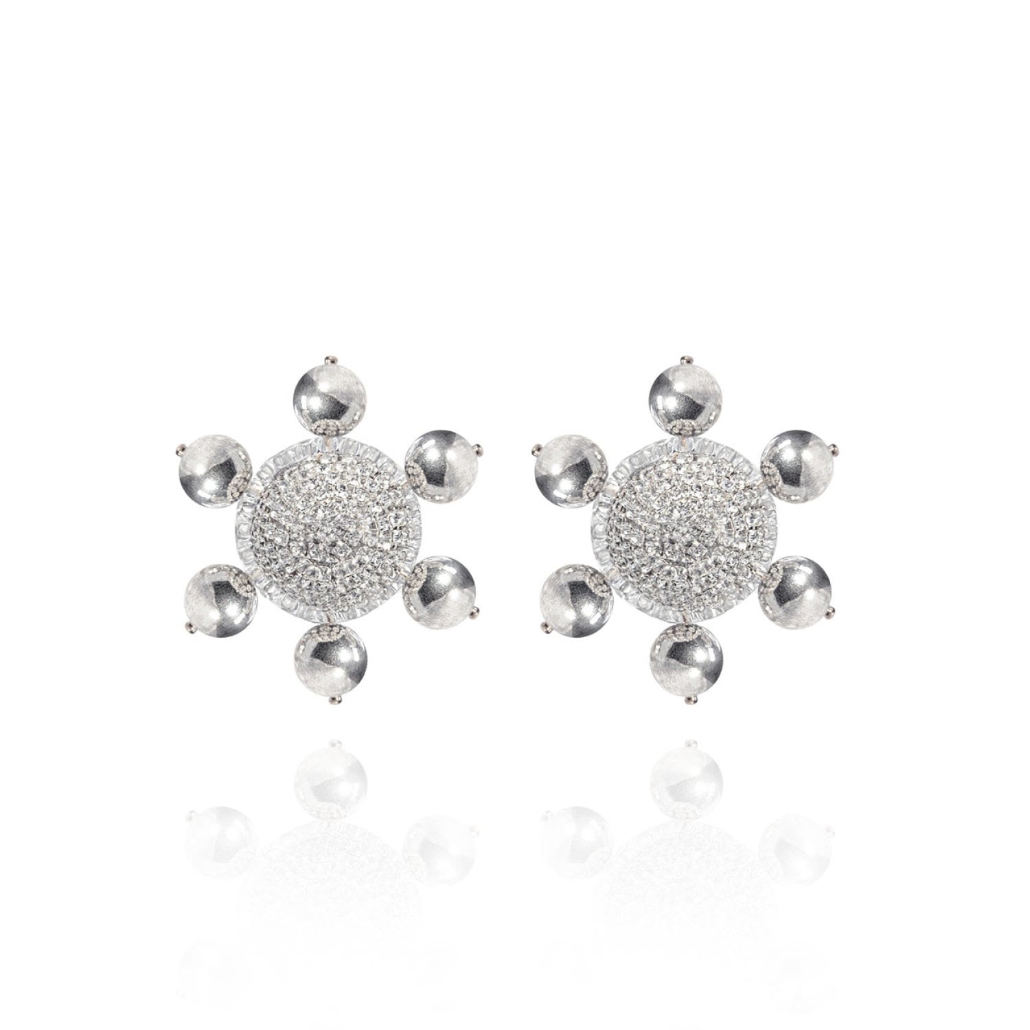 Jolie Clip On Earrings In Silver Gloss