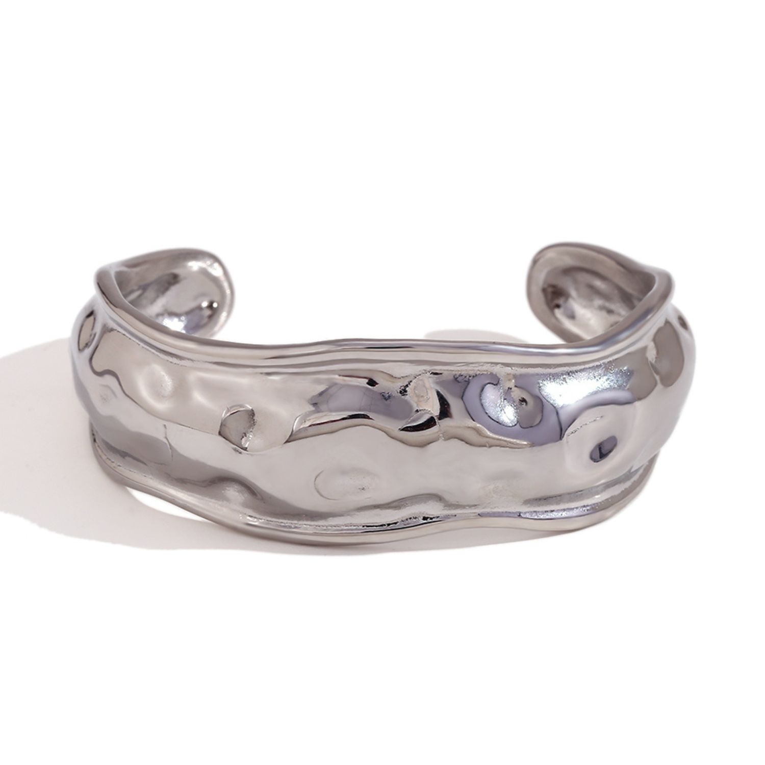 Silver Jordana Hammered Wide Open Cuff Bracelet