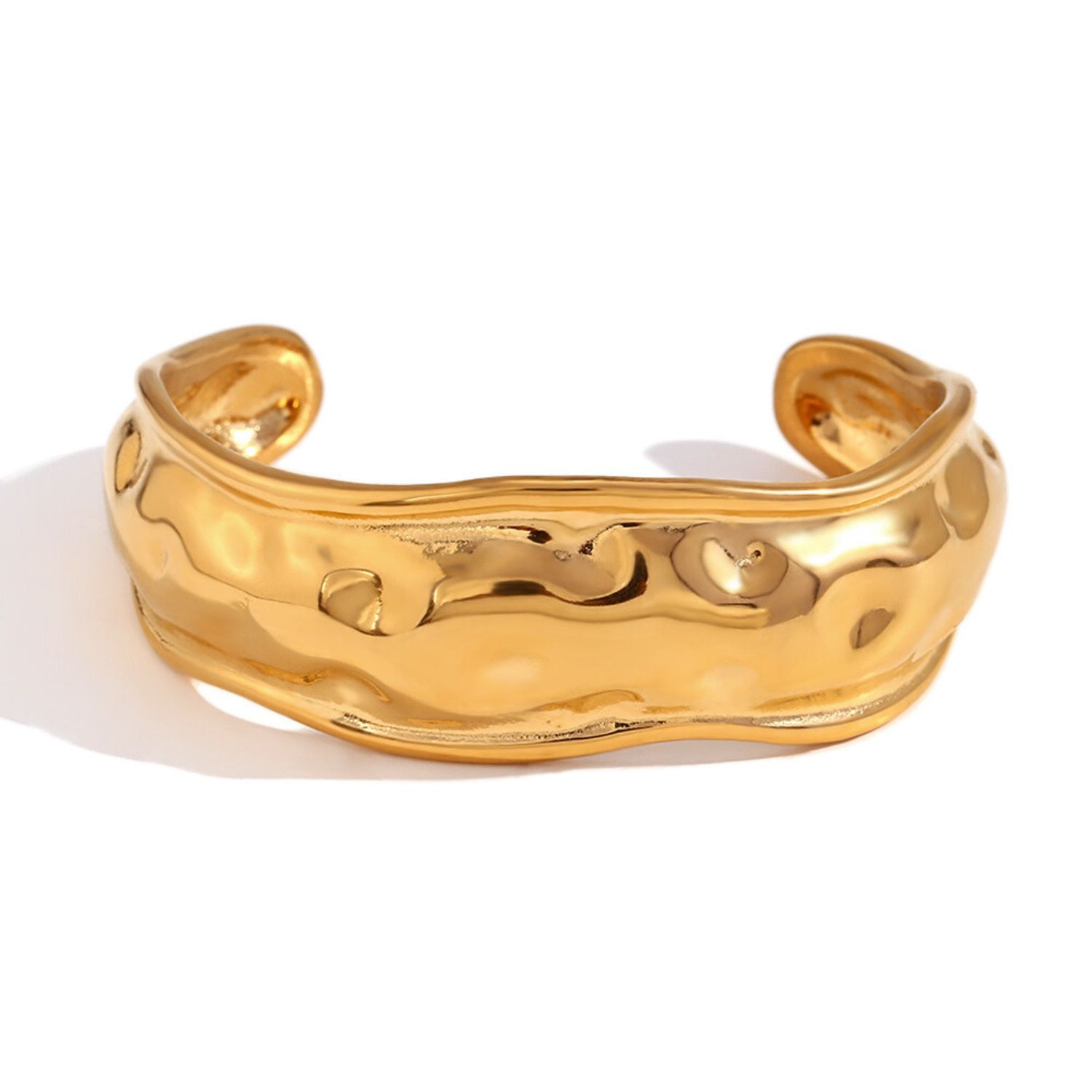 Silver Jordana Hammered Wide Open Cuff Bracelet