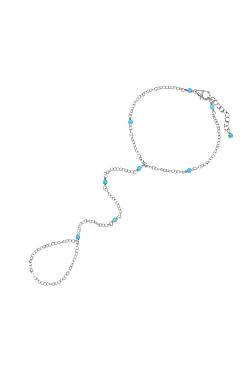 Josie Turquoise And Silver Hand Chain
