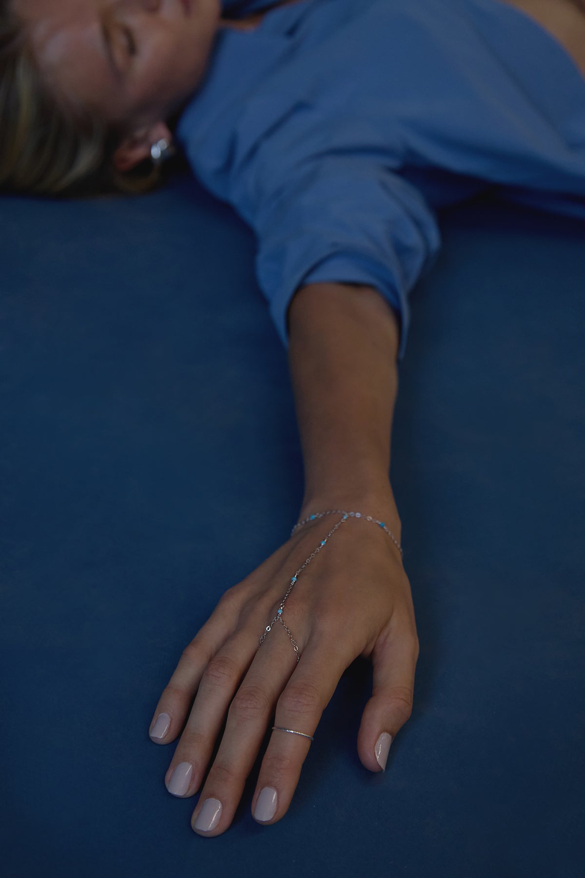 Josie Turquoise And Silver Hand Chain