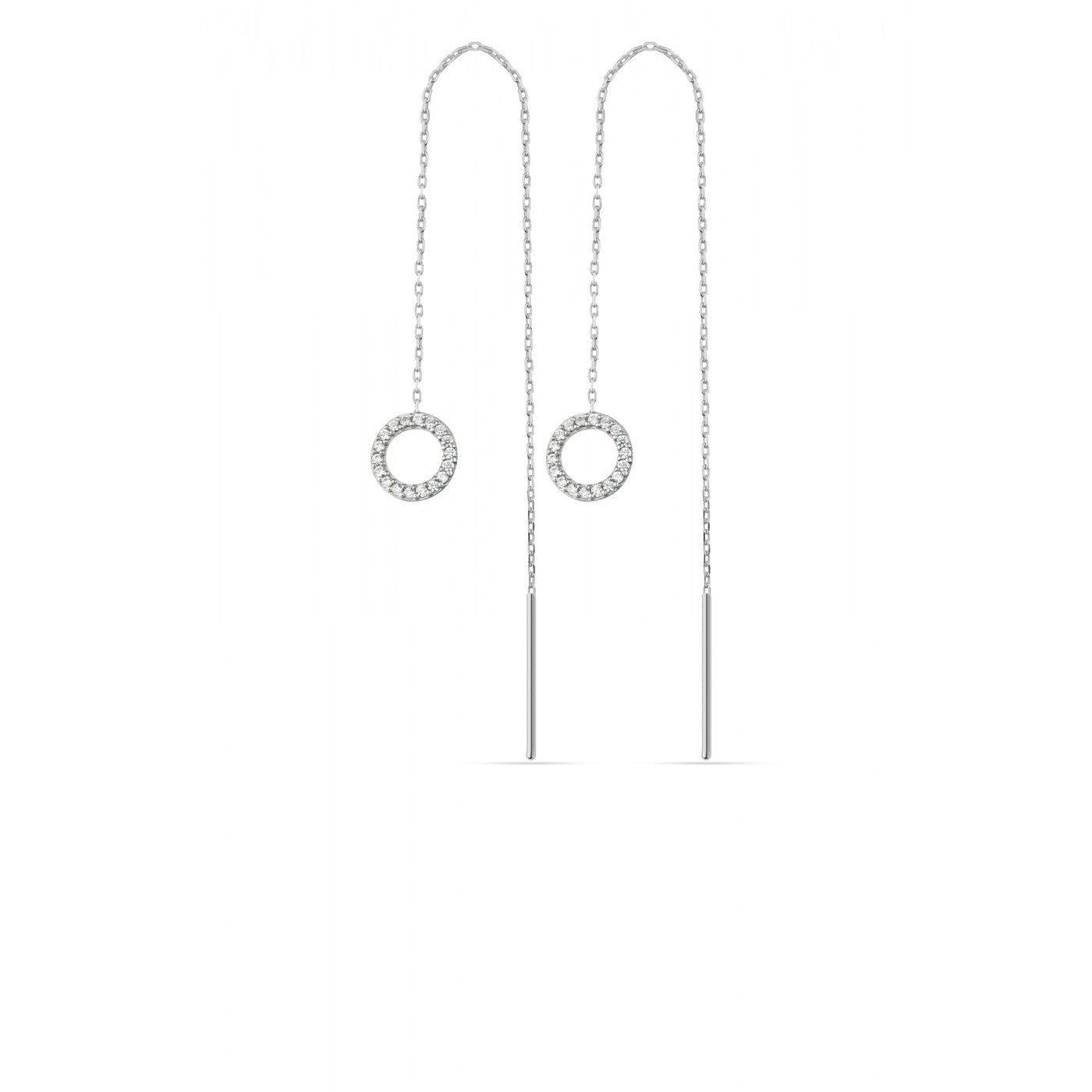 Circle Drop Earring Sterling Silver - Silver