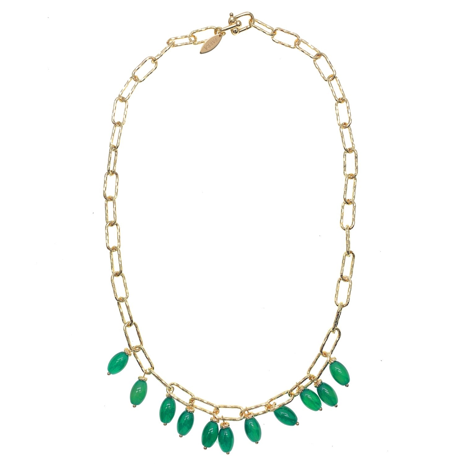 Green Agate Statement Chain Necklace