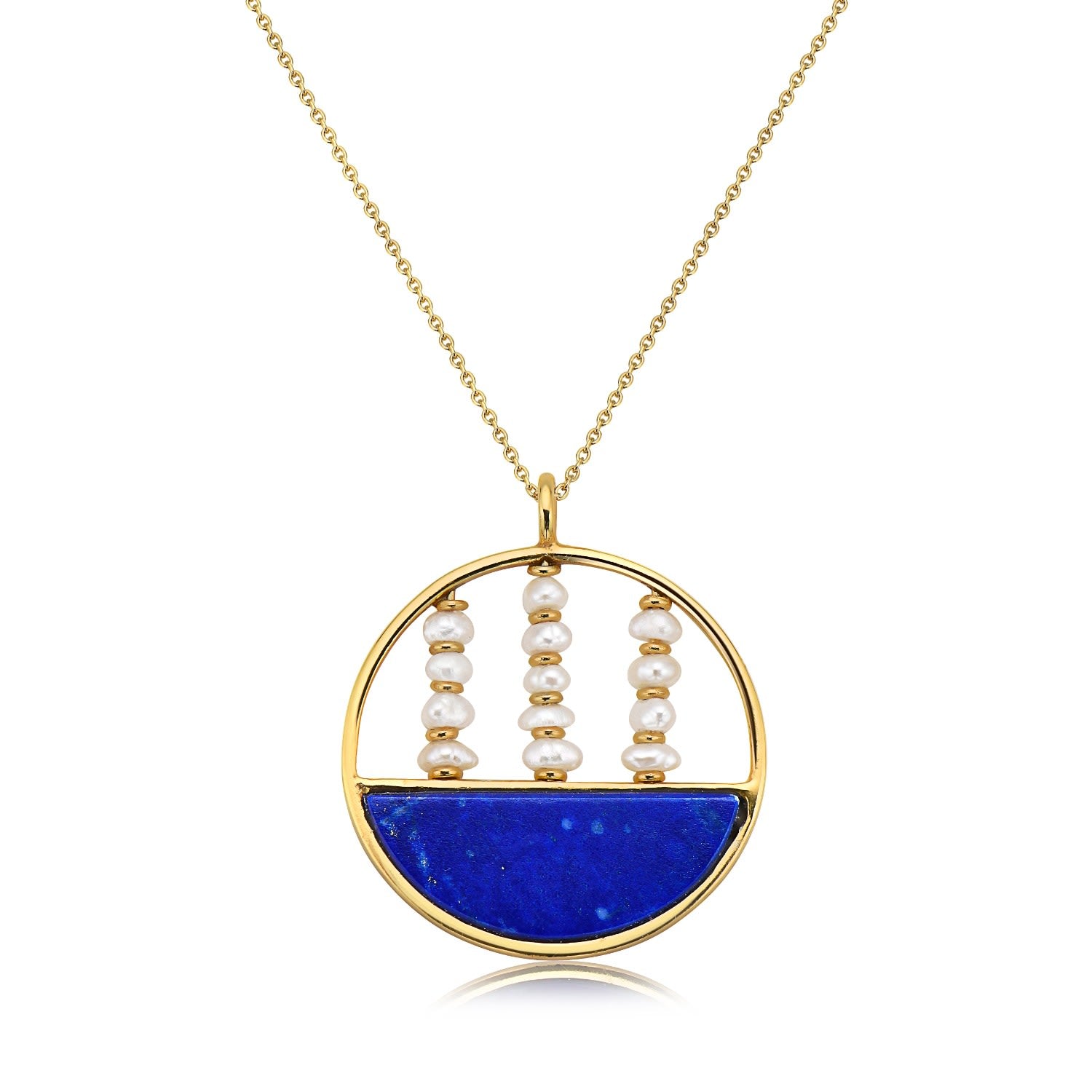 Nerissa Lapis & Pearl Necklace In Gold