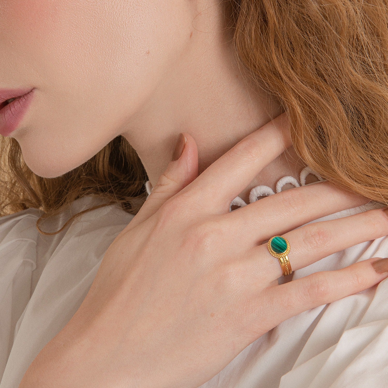 Fascetta Gold-Plated Malachite Ring