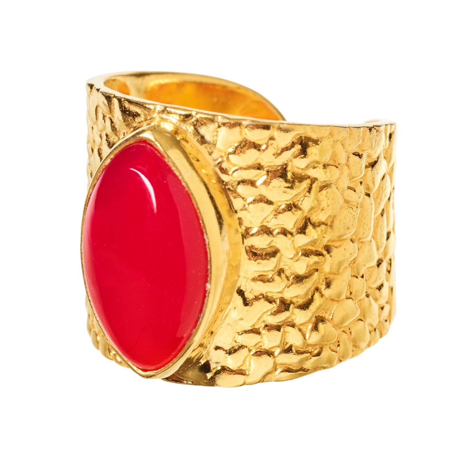 Juicy Pink Gemstone Gold Adjustable Ring