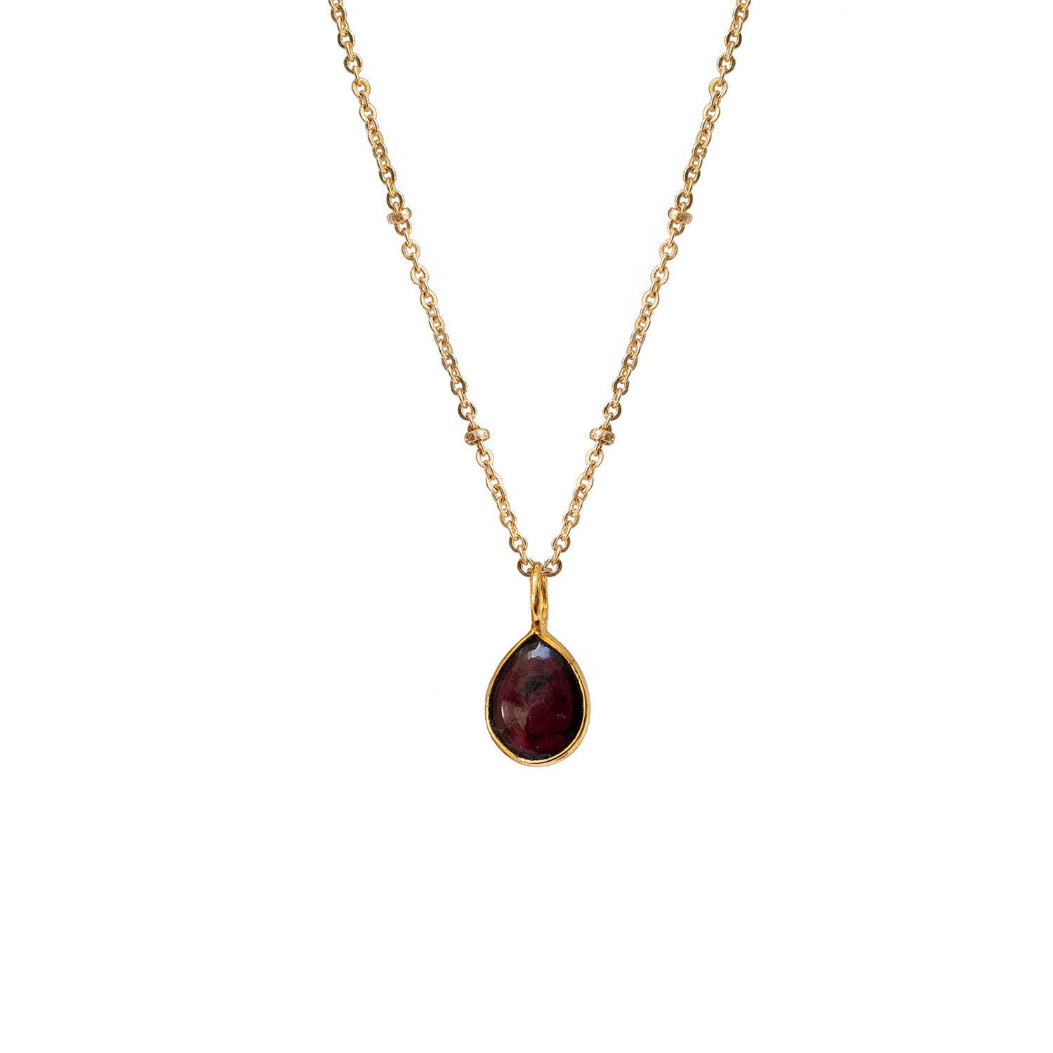 Julia Smooth Garnet Drop On Short Satellite Chain