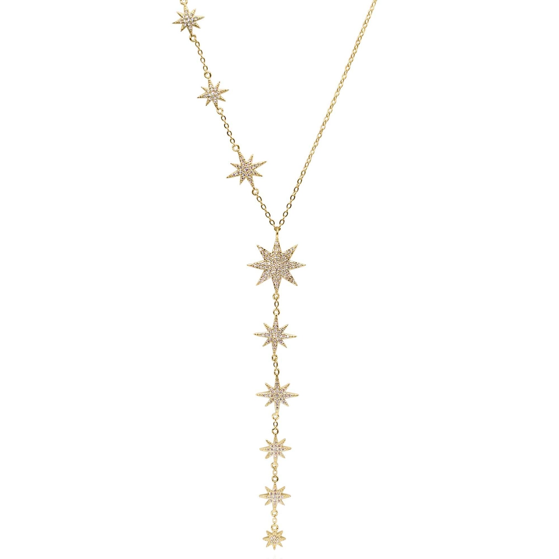 Juliet Star Burst Y Drop Necklace | Gold Plated