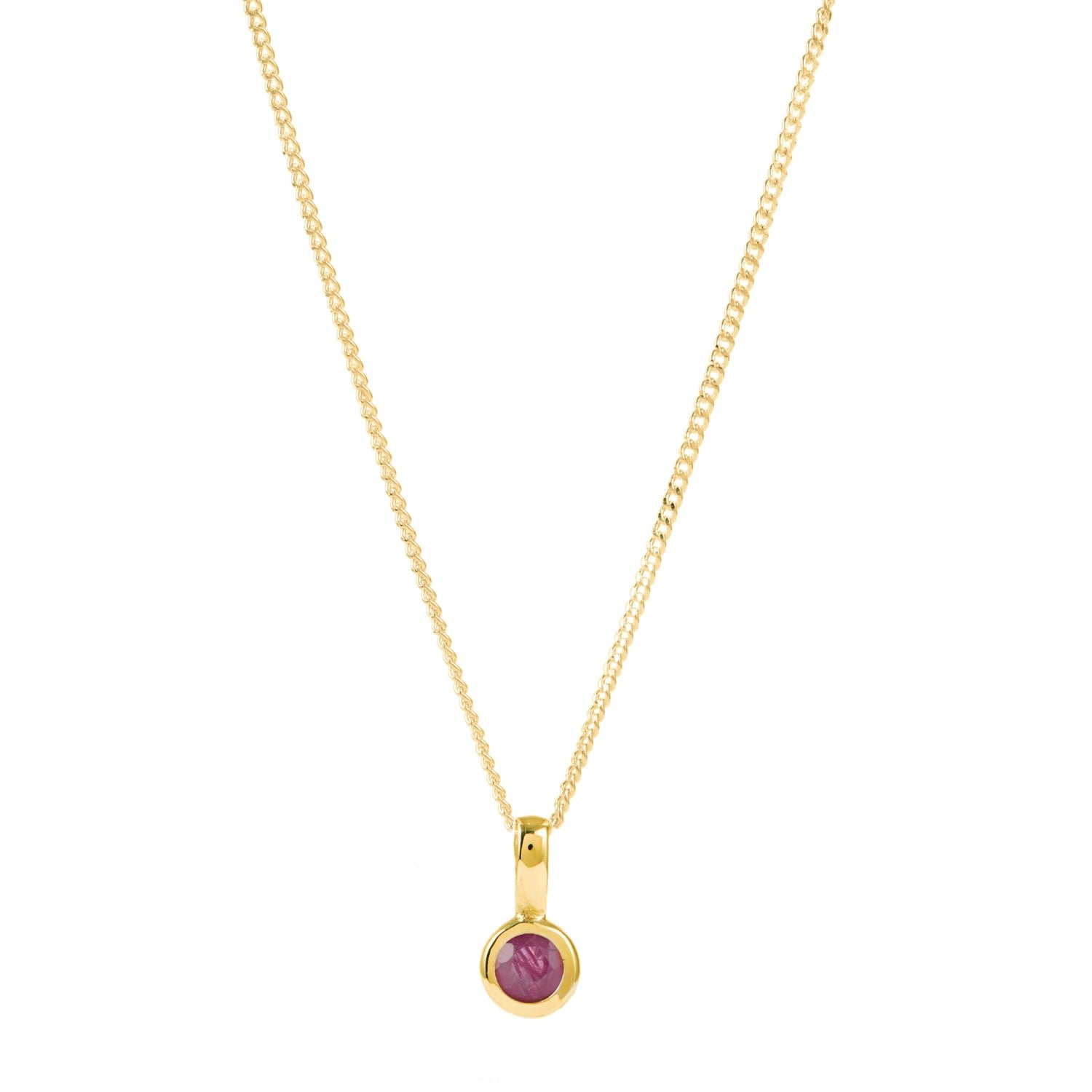 July Birthstone Charm Gold Vermeil Necklace - Ruby