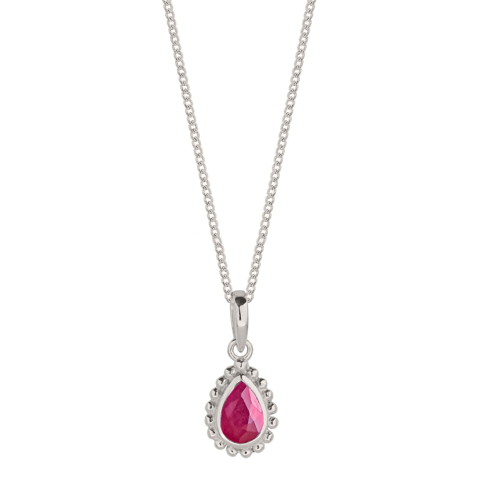 July Birthstone Sterling Silver Necklace - Ruby