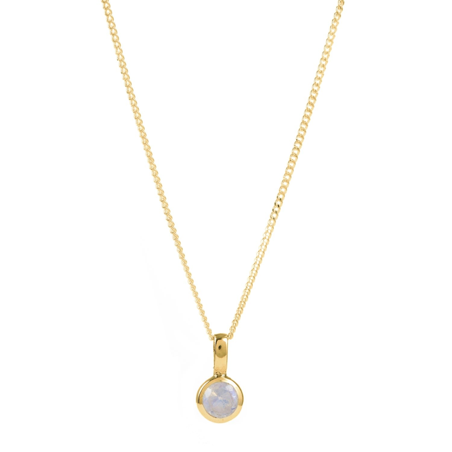 June Birthstone Charm Gold Vermeil Necklace - Moonstone