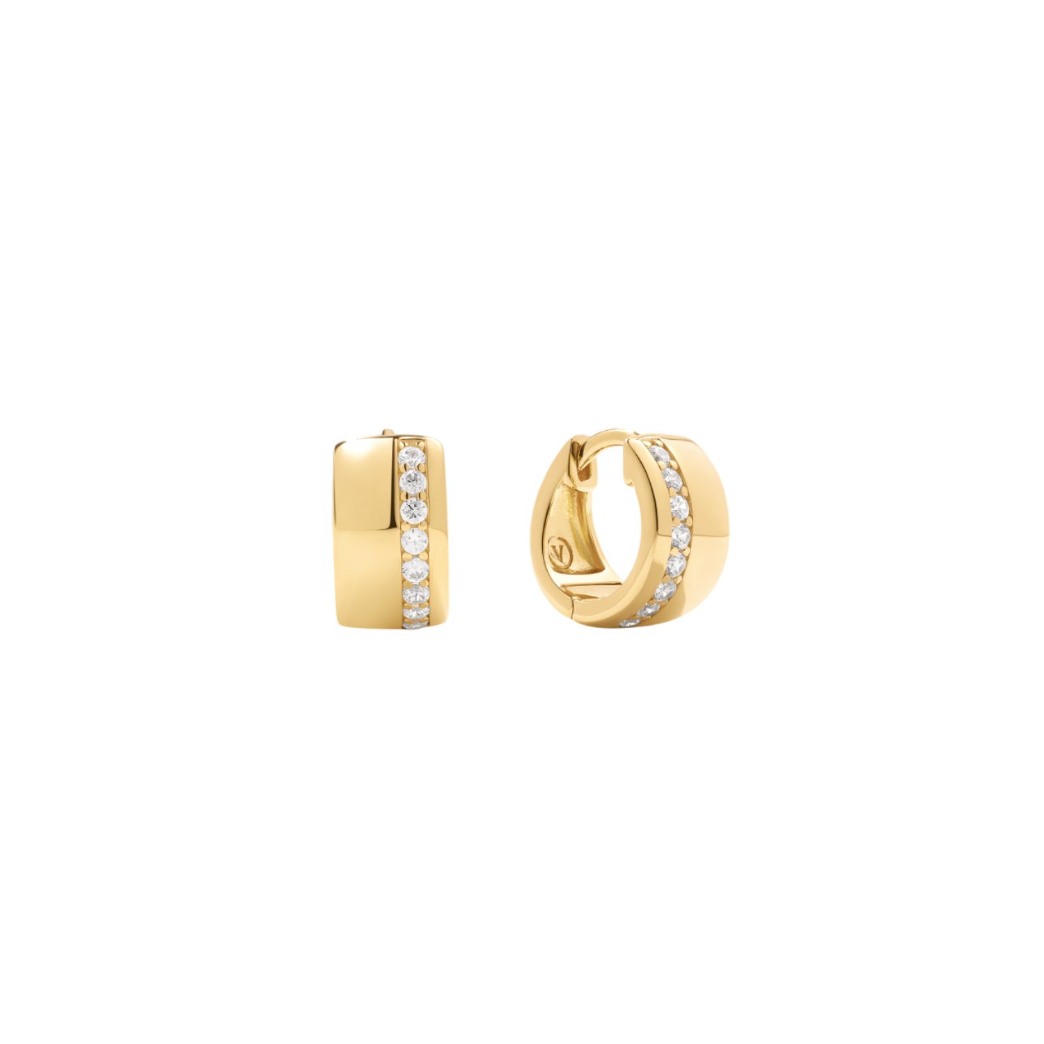Juni Pavé Chunky Huggie Earrings In Gold