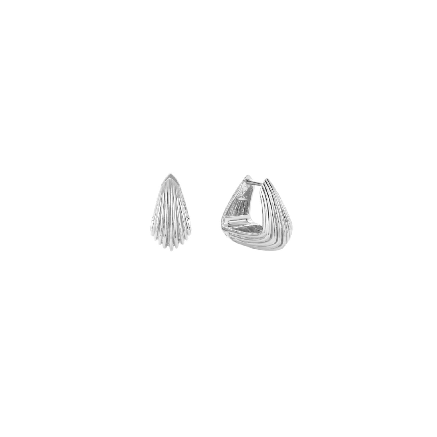Juno Ridged Chunky Hoops In Silver