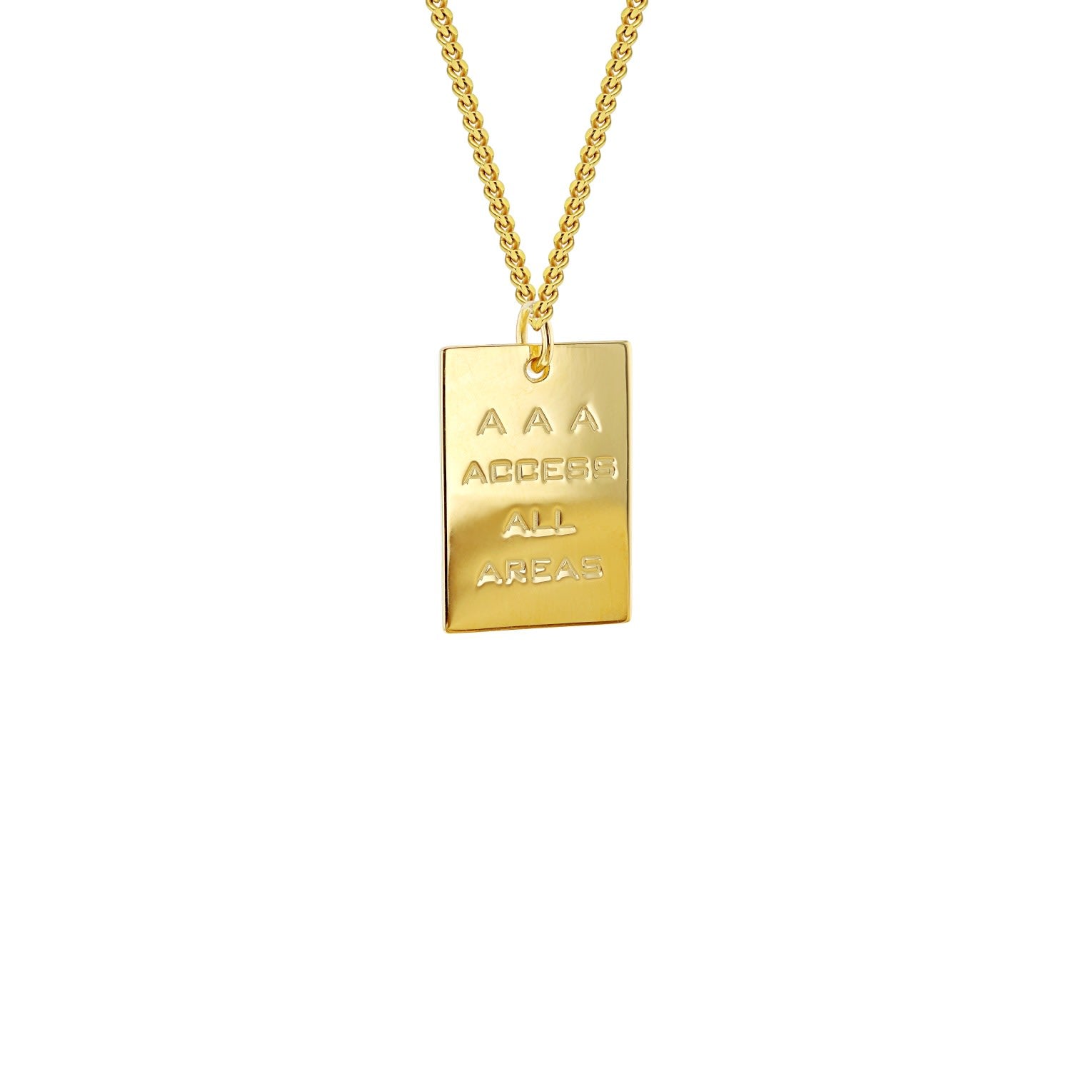 Access All Areas Pass Pendant 18Kt Gold Plated