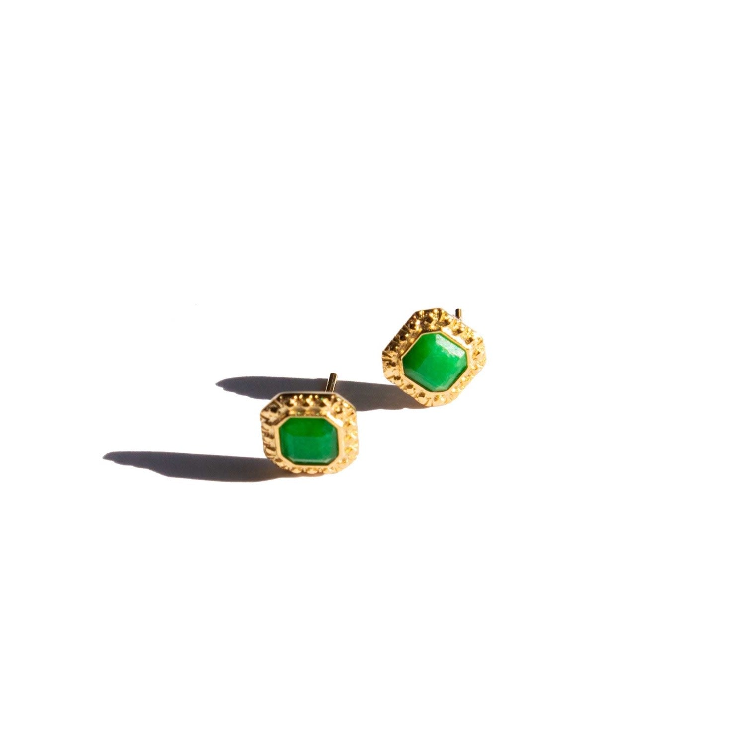 Park Green Jade Square Stud Earrings
