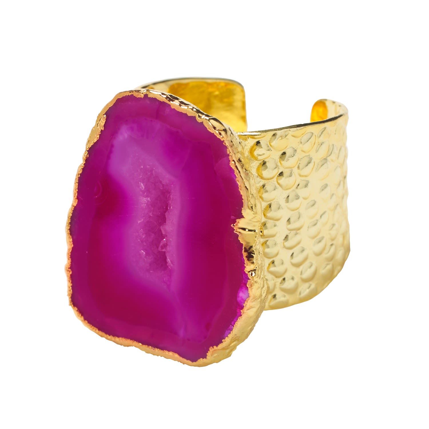 Magenta Pink Mega Gemstone Gold Statement Ring