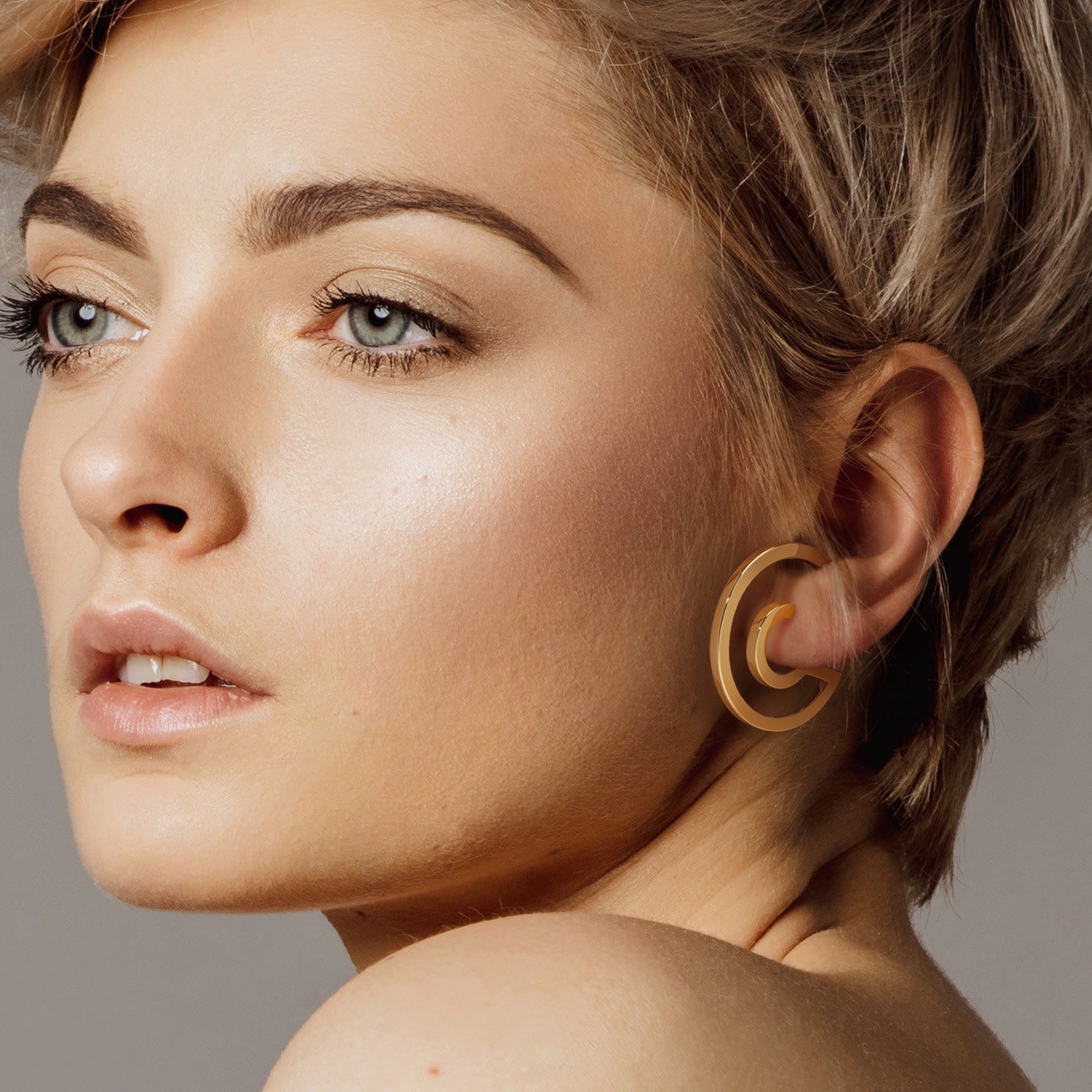 Unique Open Hoop And Huggie Earrings - Silver