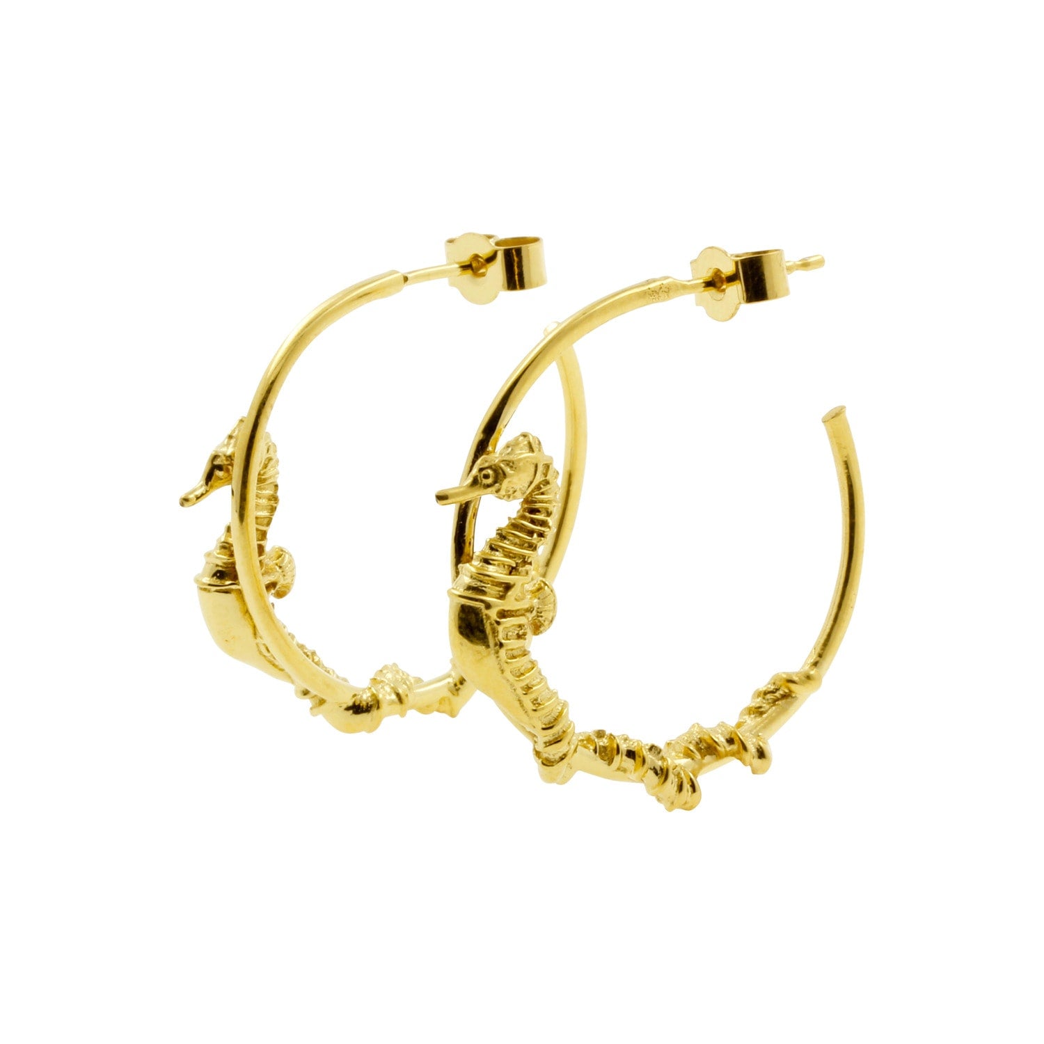 Seahorse Hoop Earrings – Gold