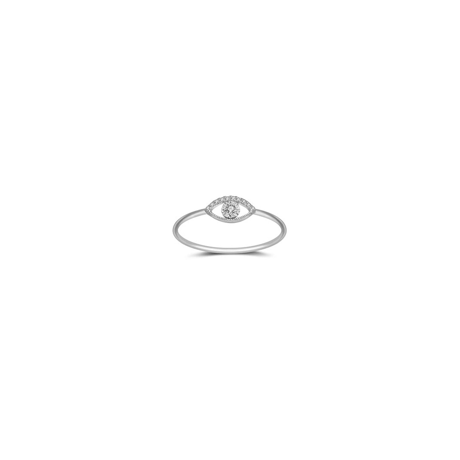 18K White Gold Eye Shape Diamond Ring