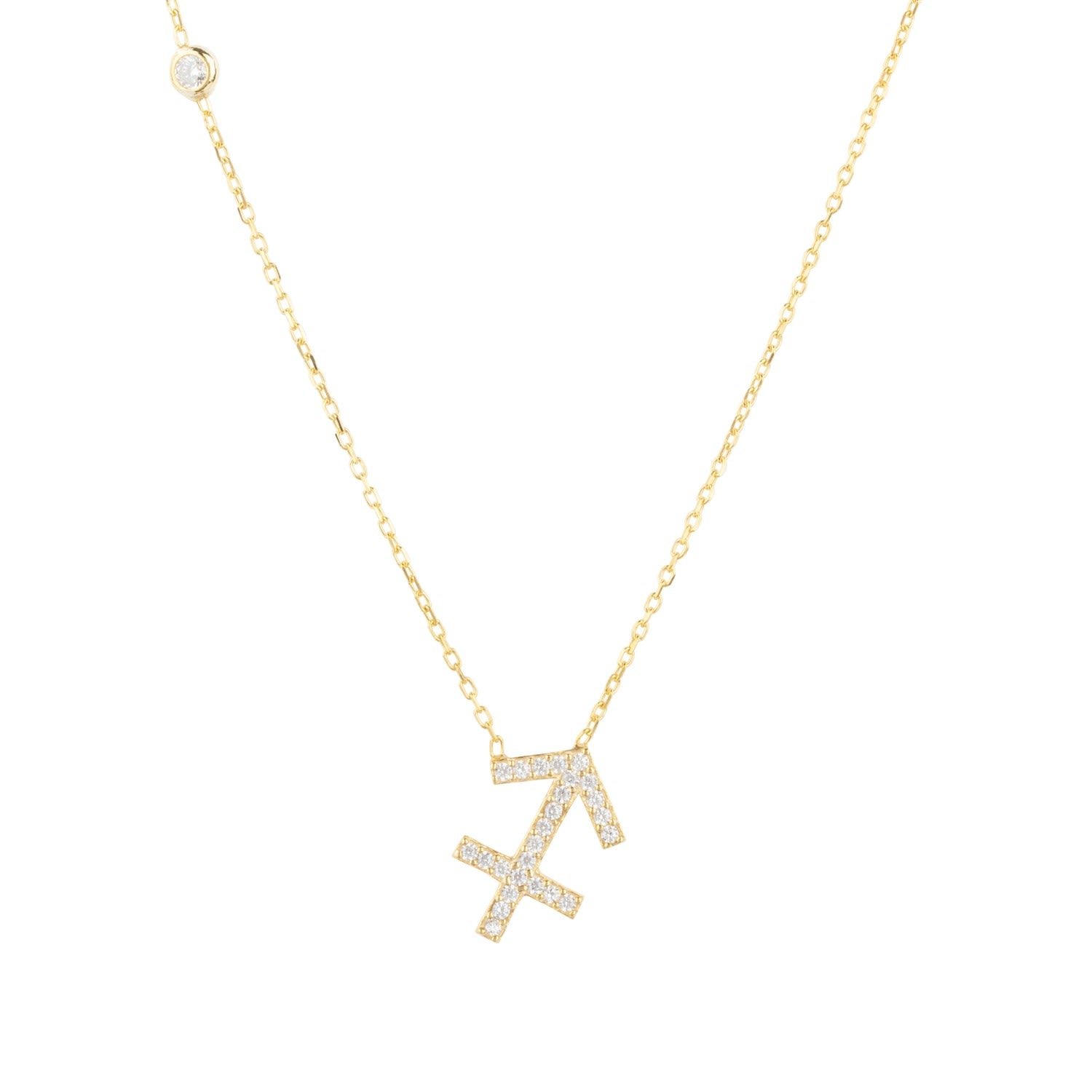 Zodiac Star Sign Pendant Necklace Gold Sagittarius