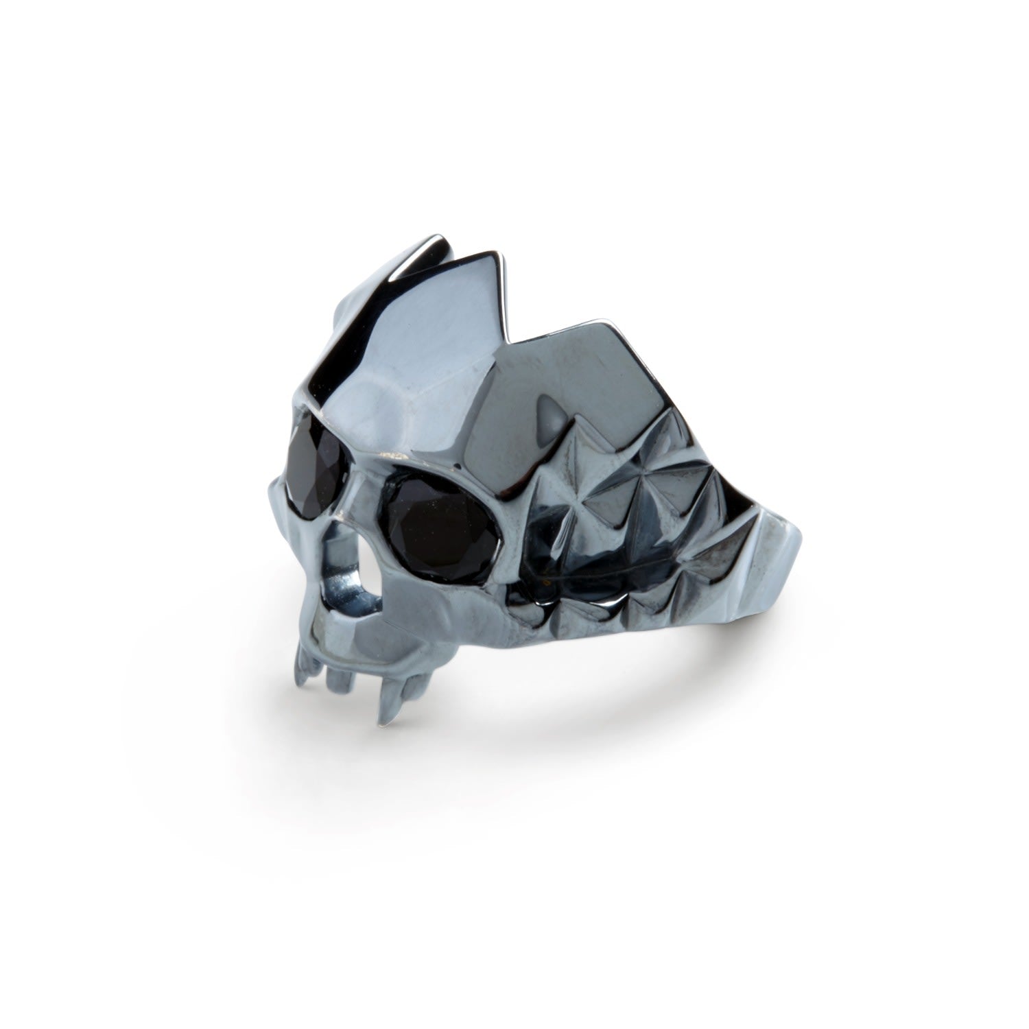 Vampire Skull Ring Black Oxidised Silver