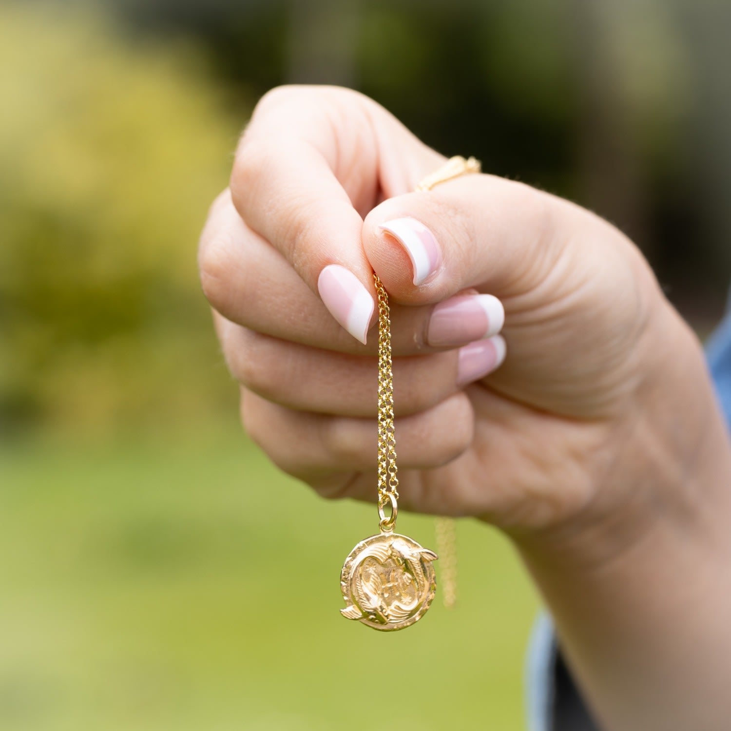 Gold Pisces Zodiac Charm Necklace