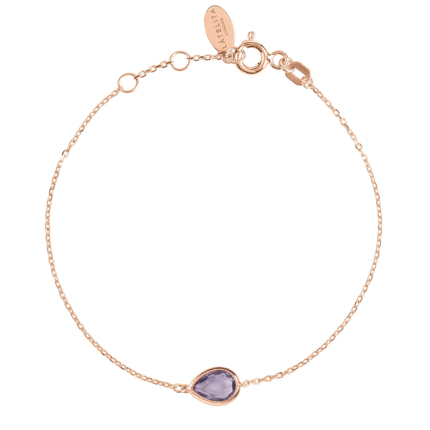 Pisa Mini Teardrop Bracelet Rosegold Amethyst