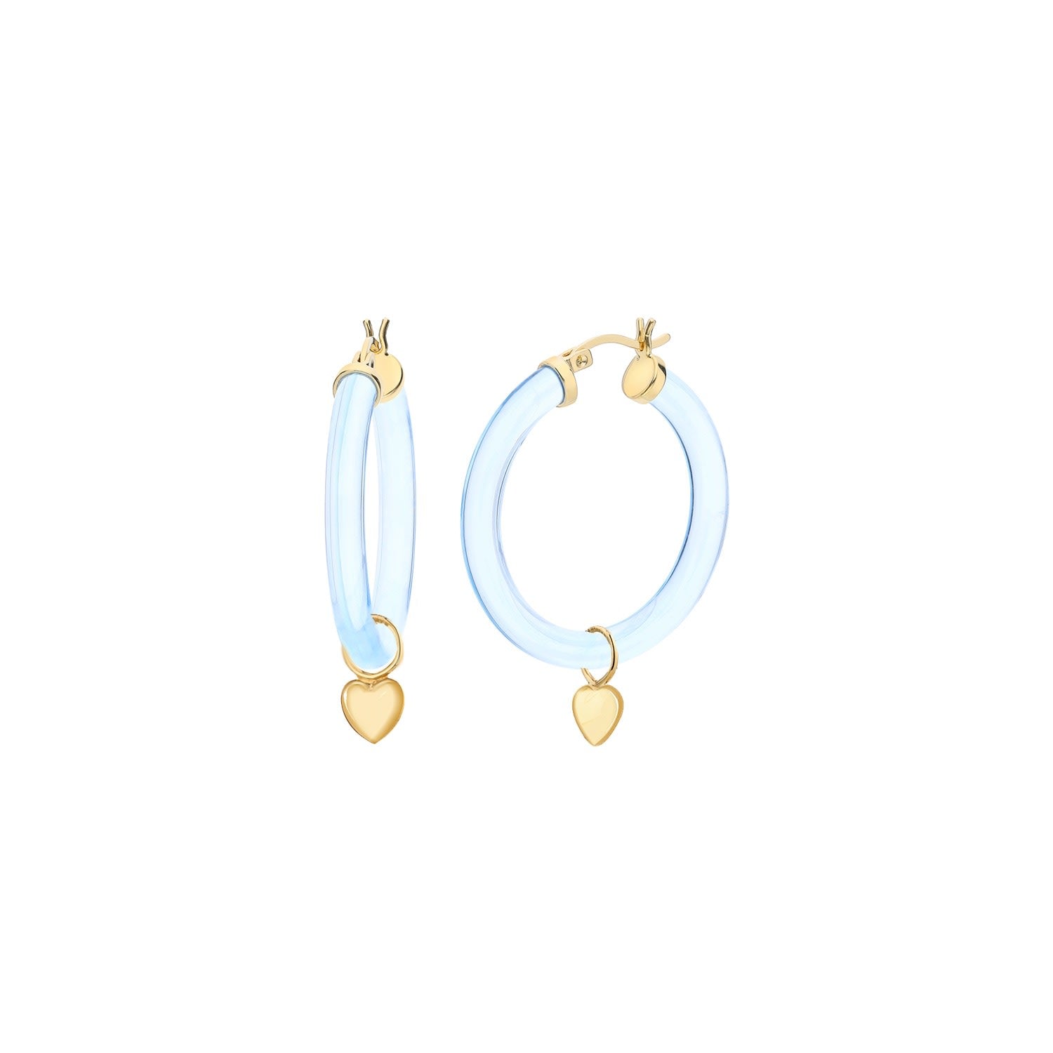 Heart Charm Hoop Earrings In Blue