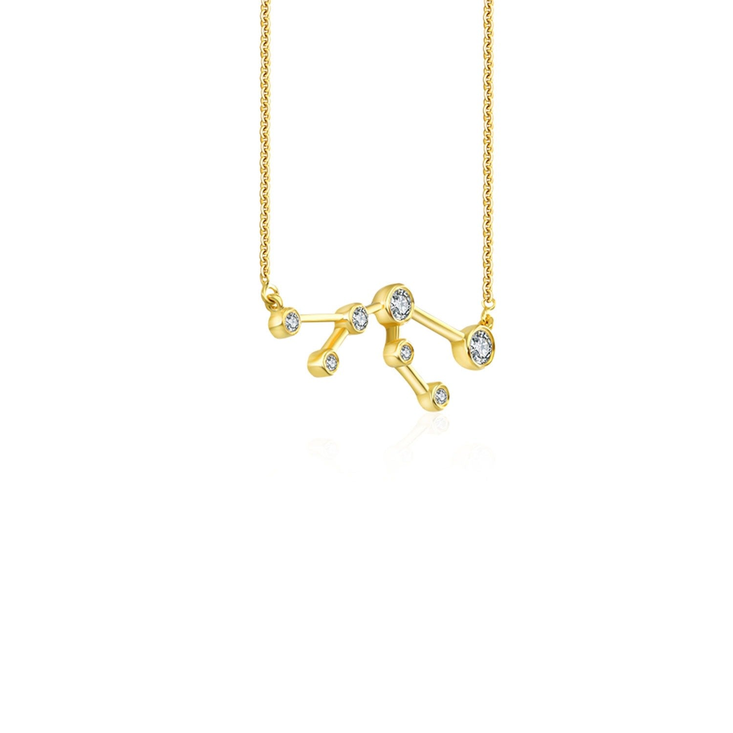 Taurus Zodiac Constellation Necklace 18K Yellow Gold & Diamond