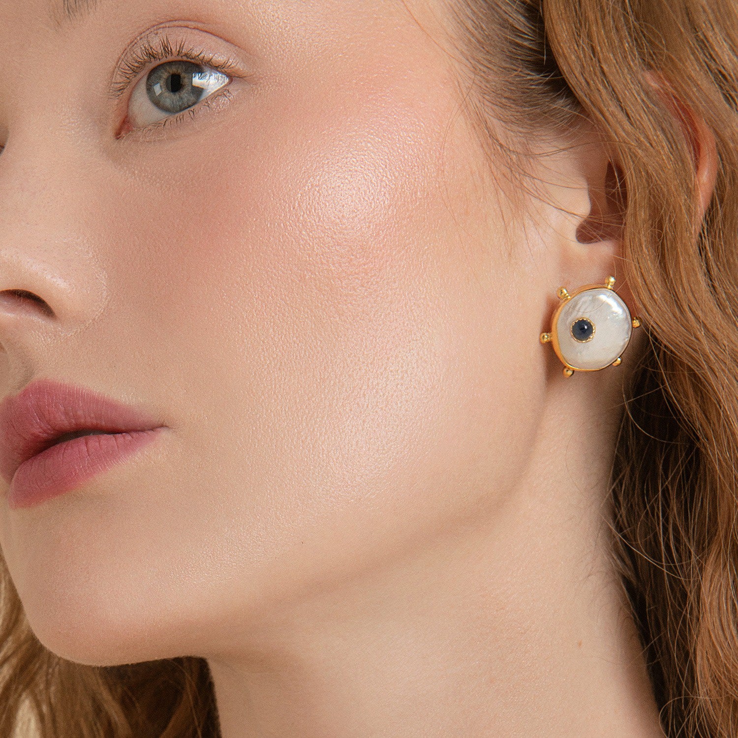 Rebel Rebel Pearl Stud Earrings With Sapphires