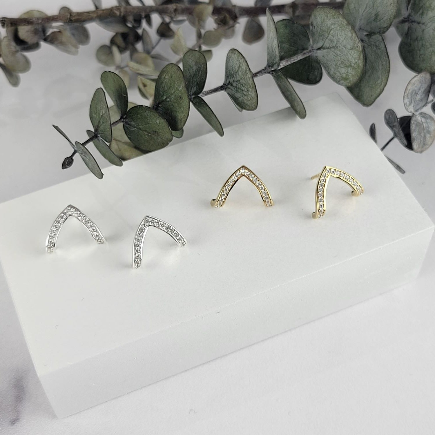 Pave Cz Wishbone Studs