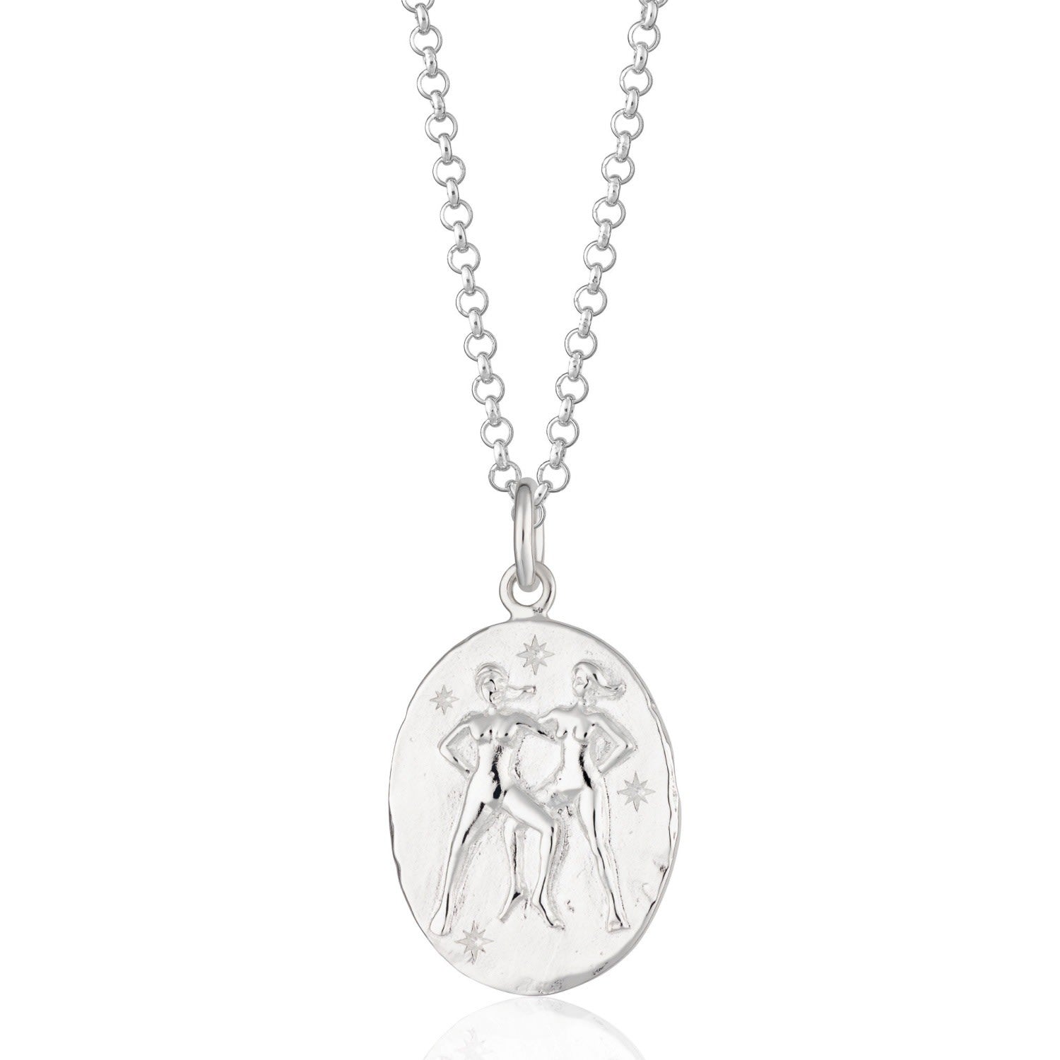 Silver Gemini Zodiac Charm Necklace
