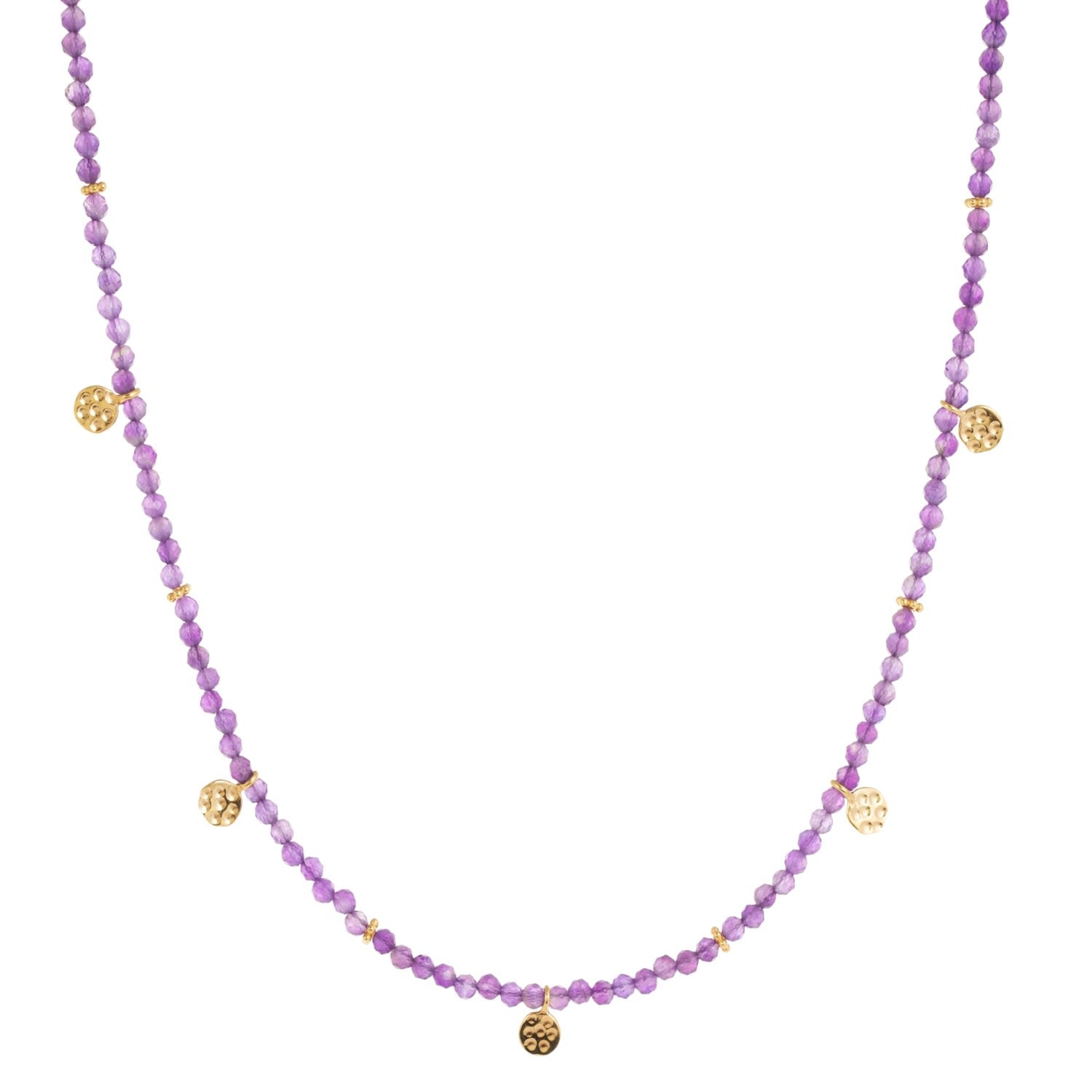 Eva Amethyst Reversible Necklace With Gold Discs