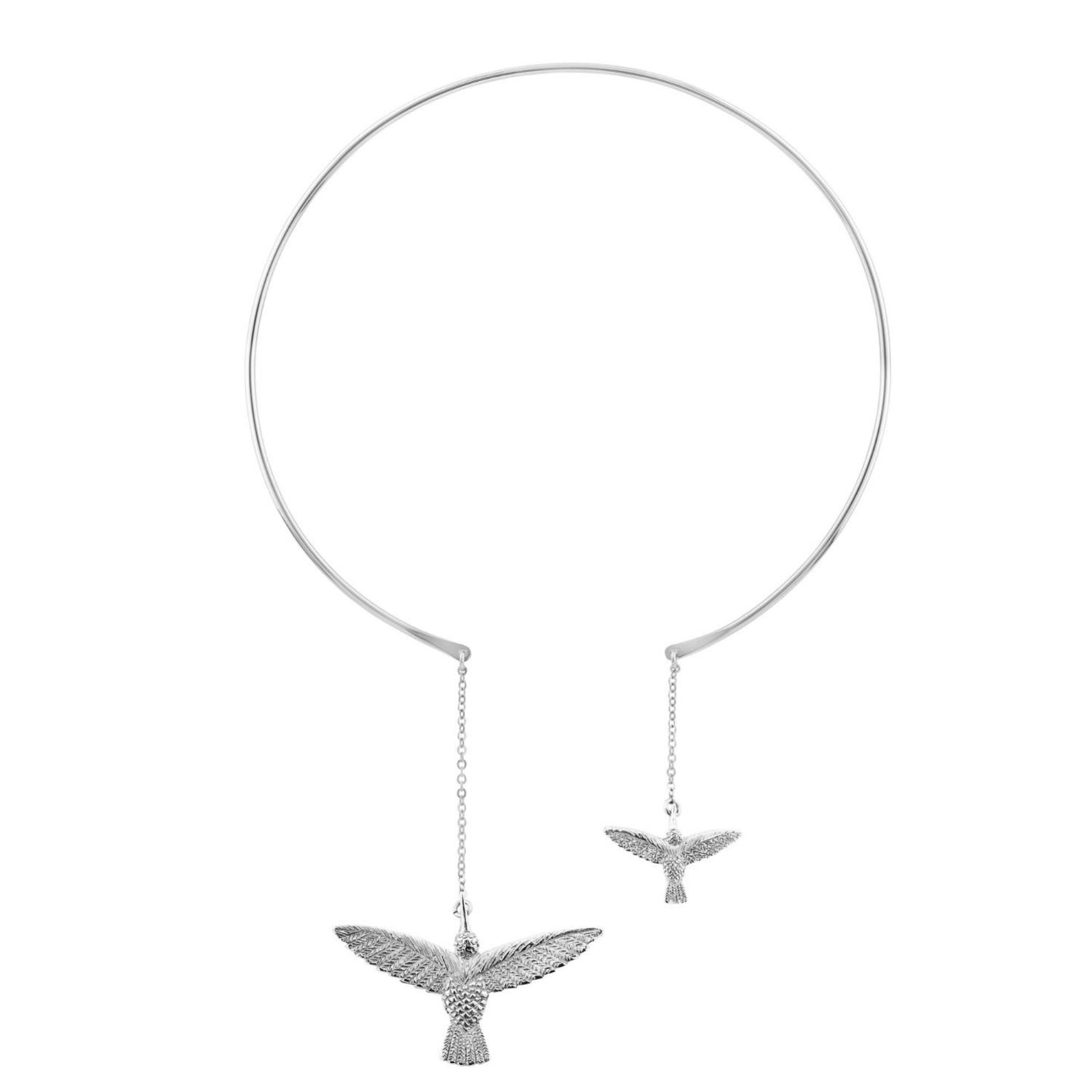 Choker Two Hummingbirds Silver