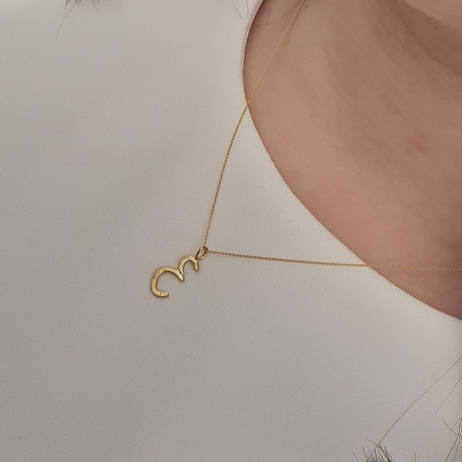 Solid Gold Letter E Pendant Necklace