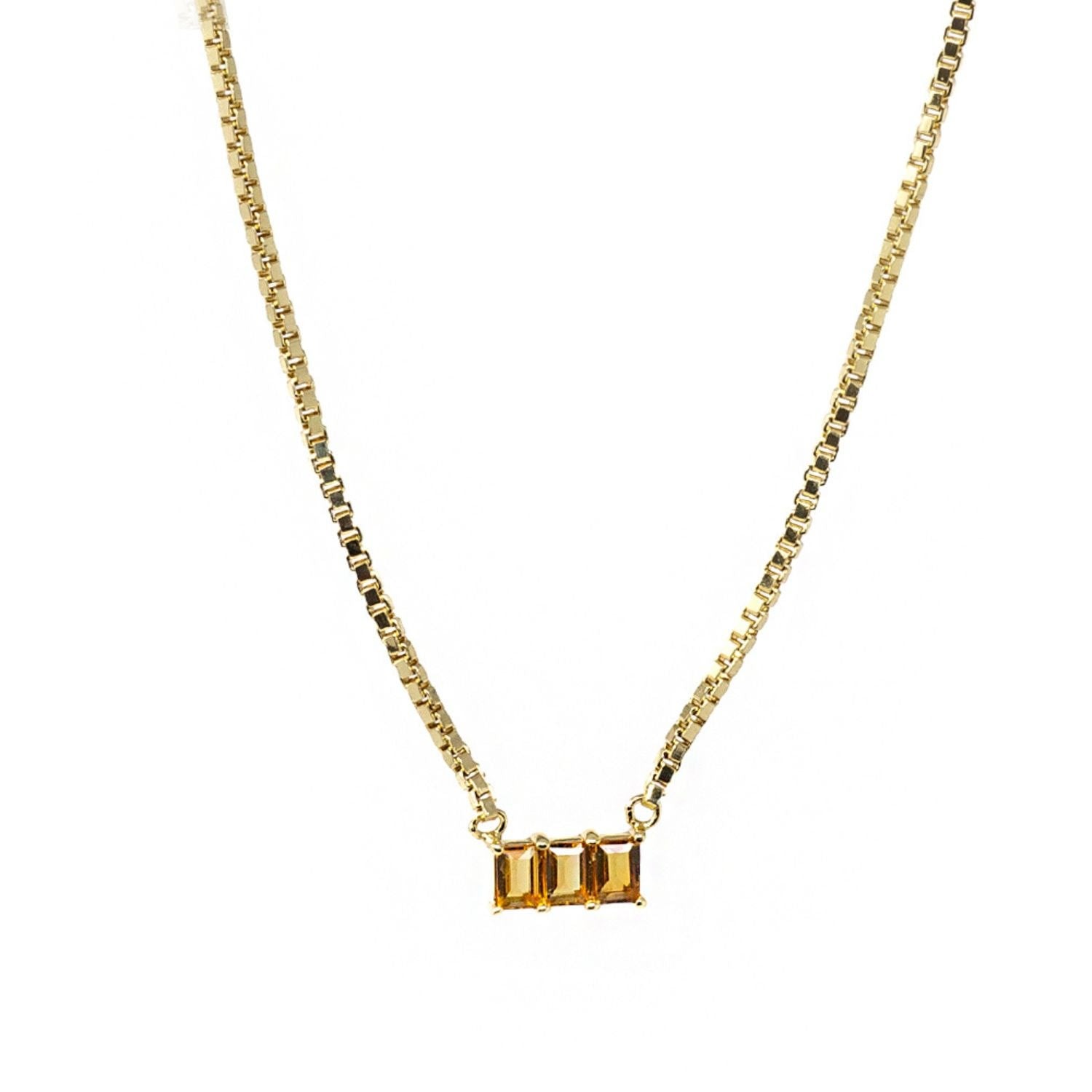Kadima Baguette Necklace- Citrine- Gold