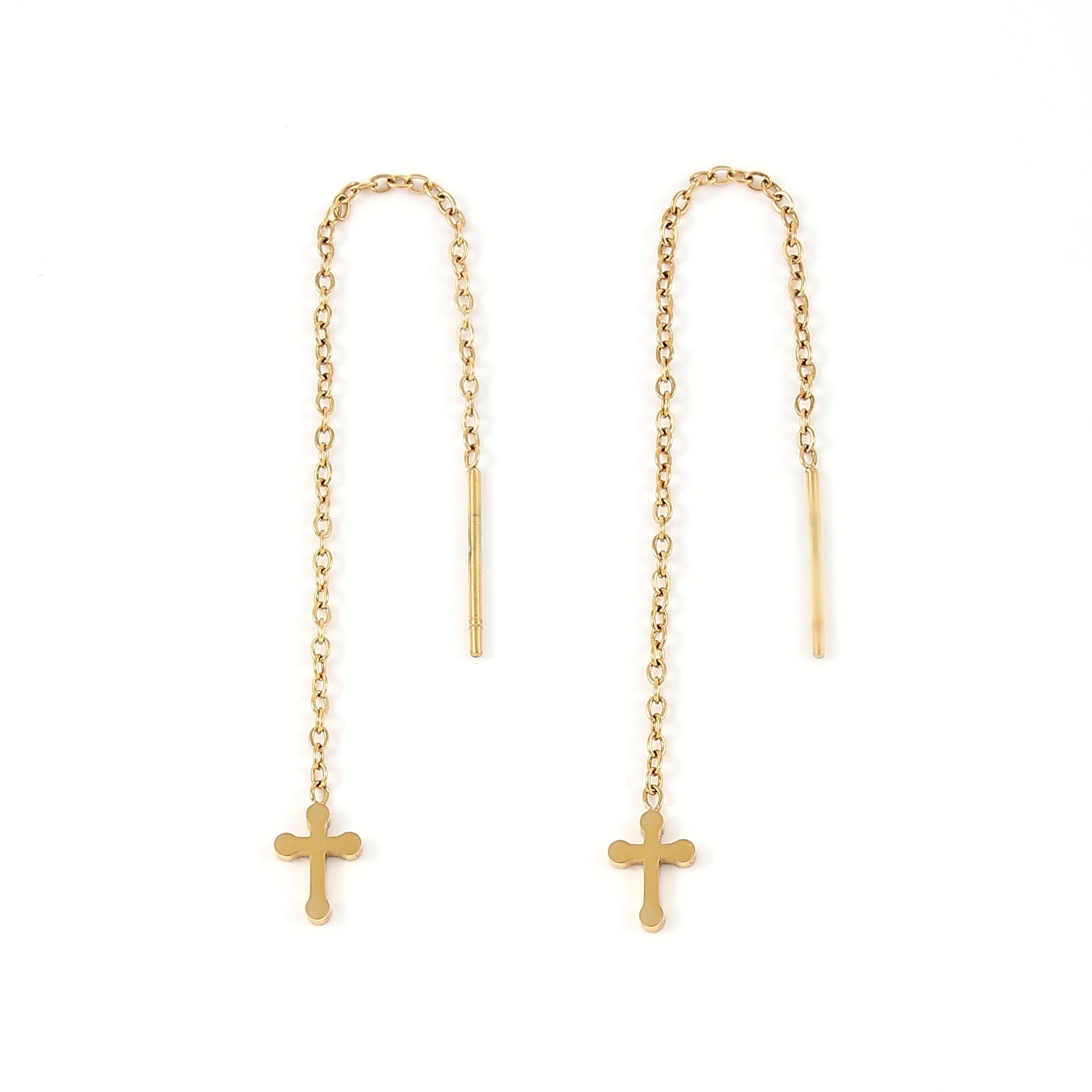 Kai - Cross Chain Stud Earrings Stainless Steel