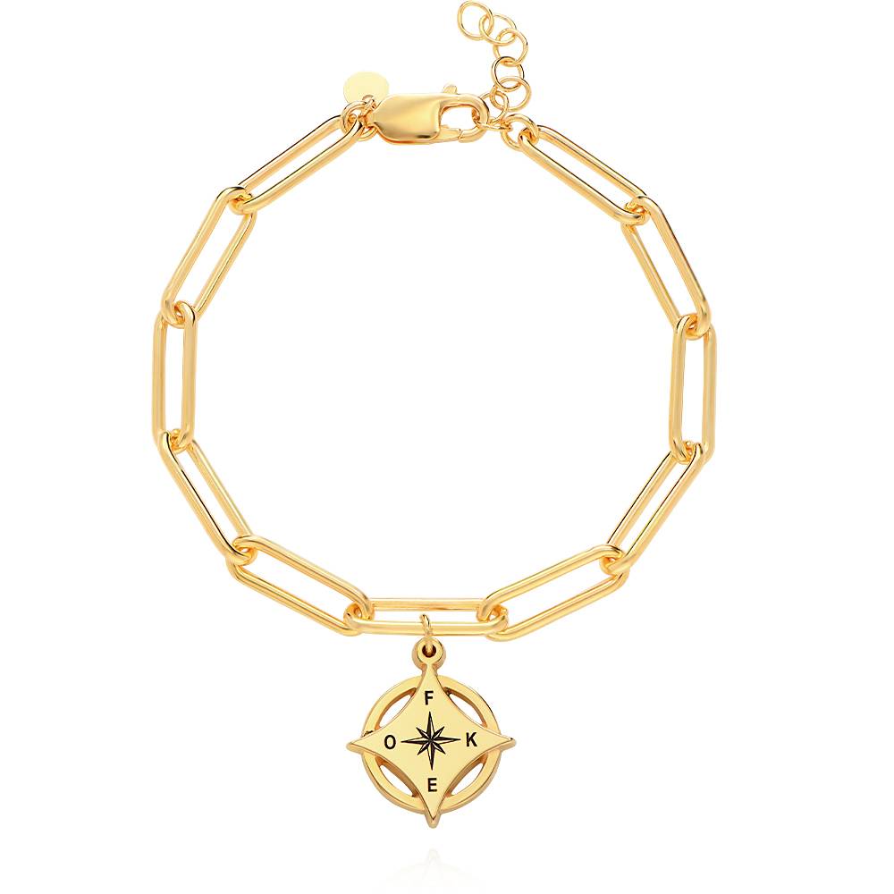 Kaia Initial Compass Bracelet in 18K Gold Plating